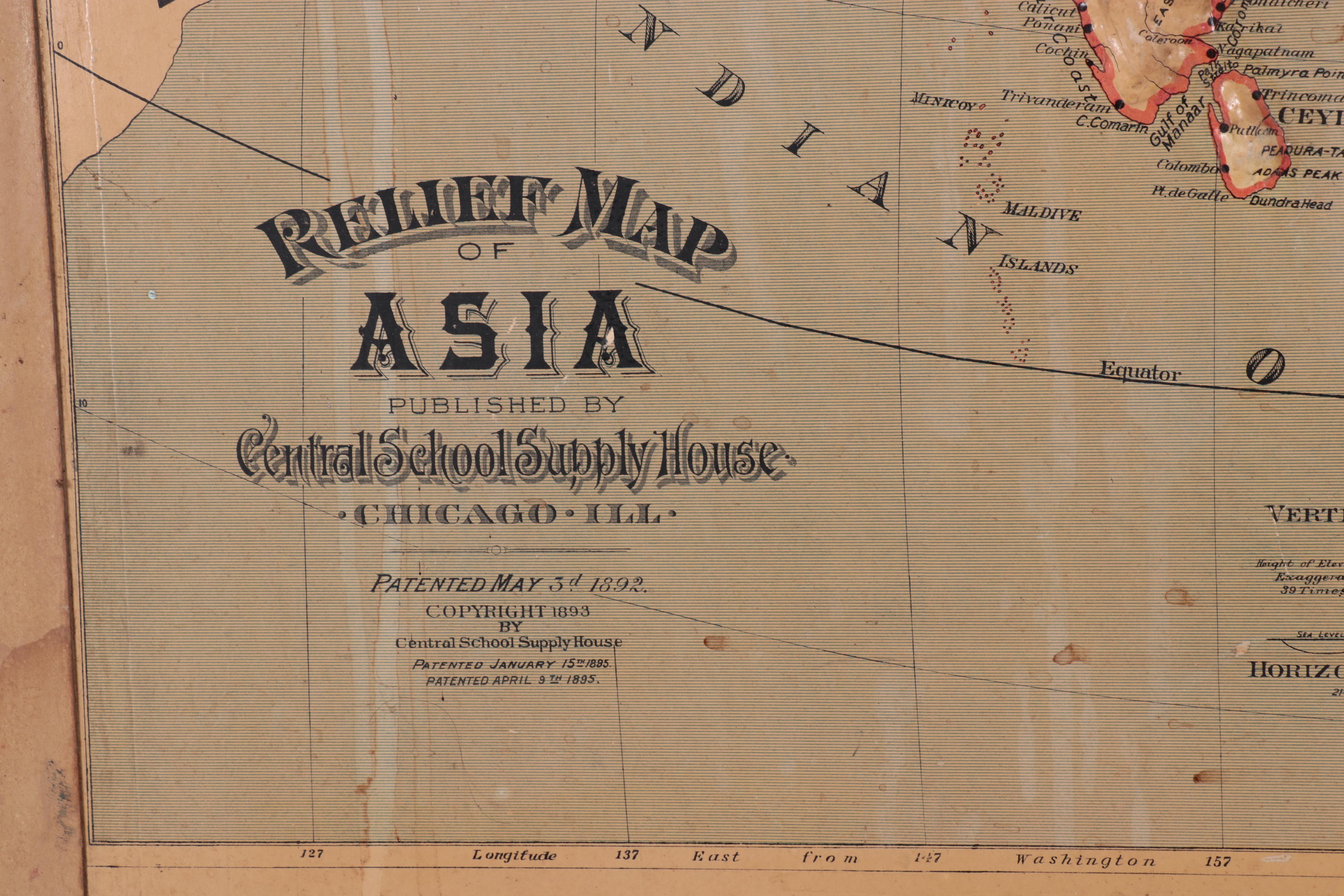 Central School Supply House "Relief Map of Asia," 1895