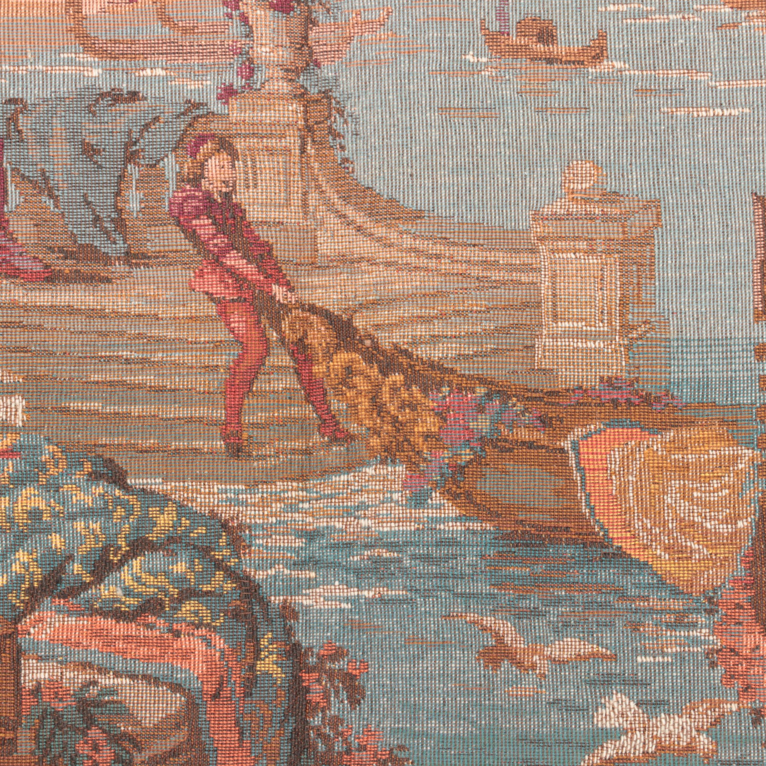 Rococo Style Machine Woven Tapestry of Venetian Canal Scene