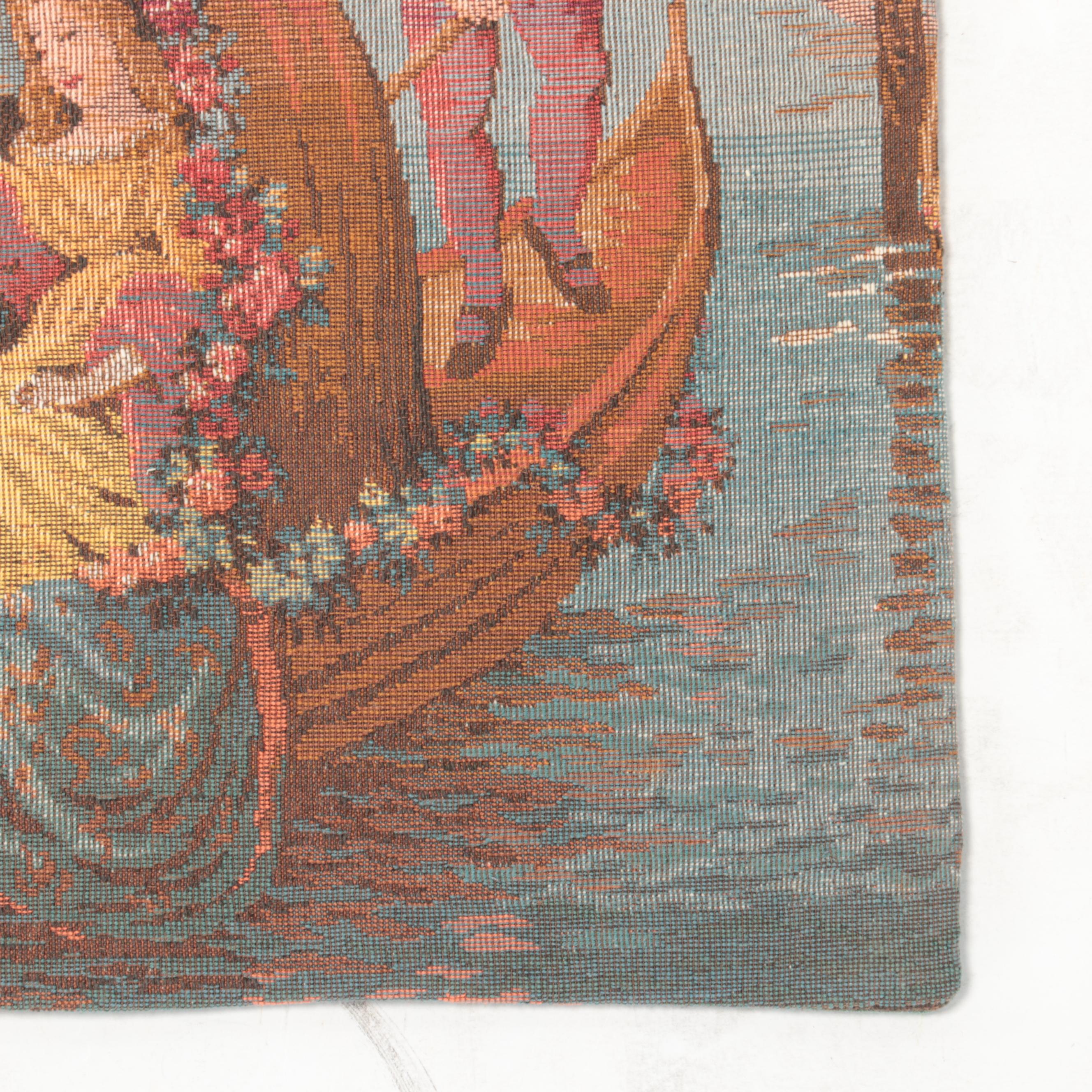 Rococo Style Machine Woven Tapestry of Venetian Canal Scene
