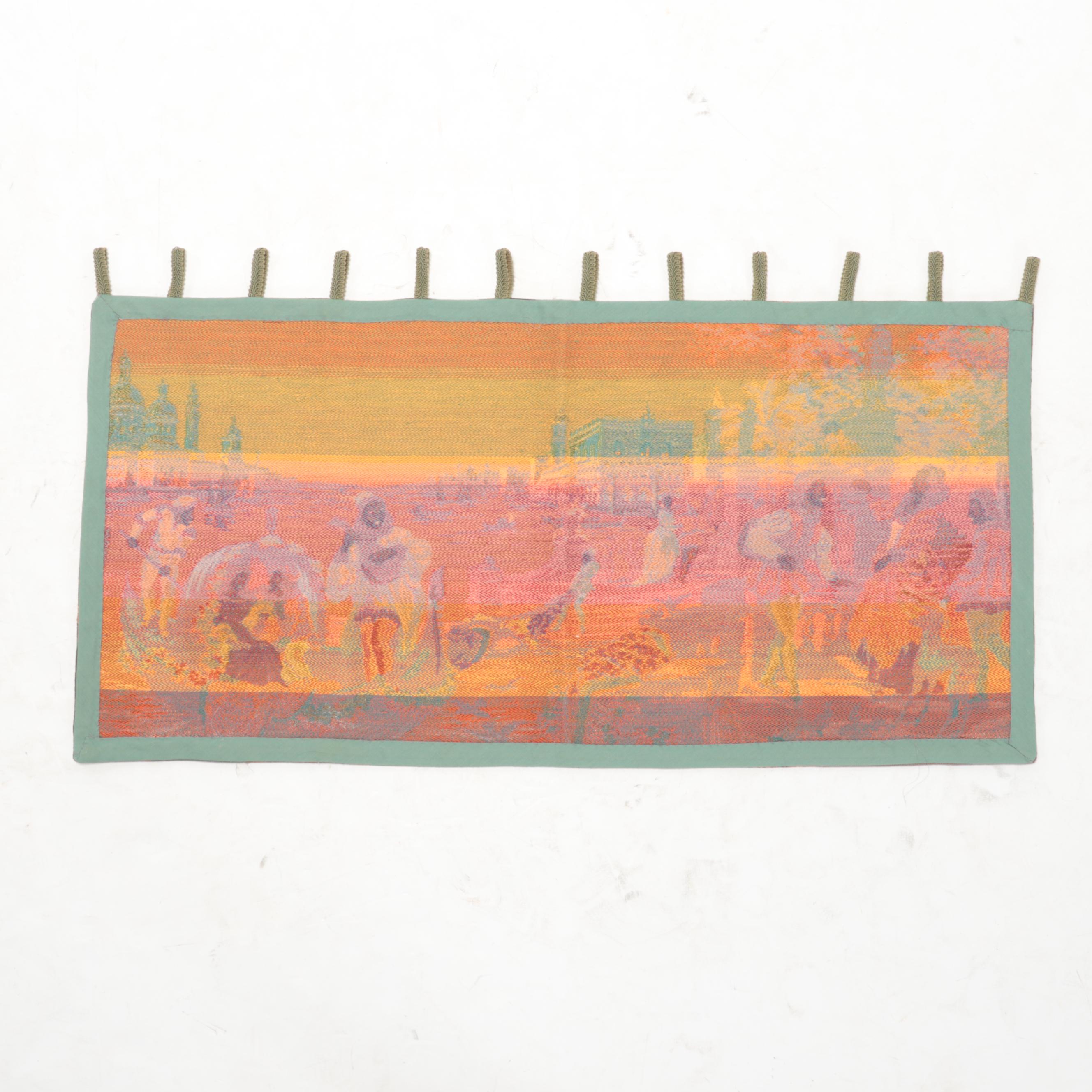 Rococo Style Machine Woven Tapestry of Venetian Canal Scene