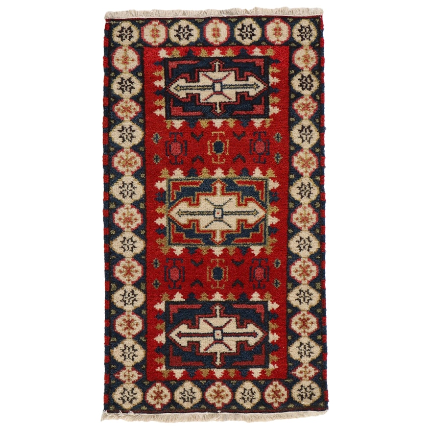 2'1 x 4' Hand-Knotted Indo-Caucasian Kazak Accent Rug