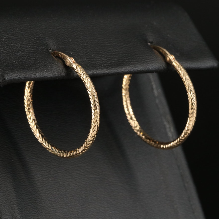 6K Diamond Cut Hoop Earrings