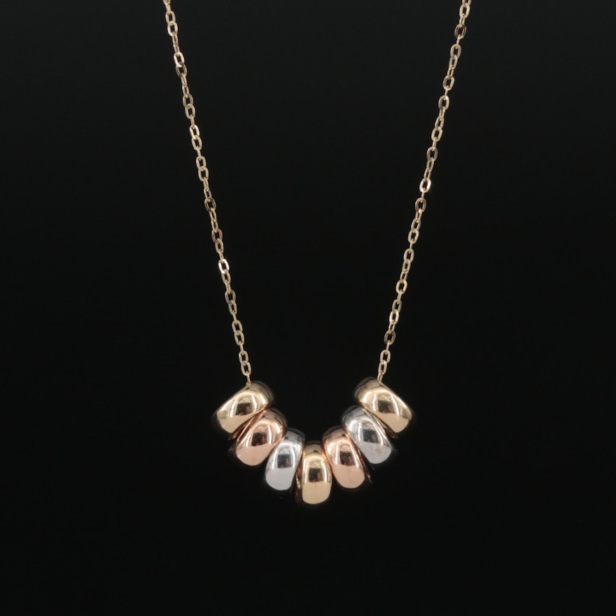 14K Cable Chain Necklace with Tri-Color Charms