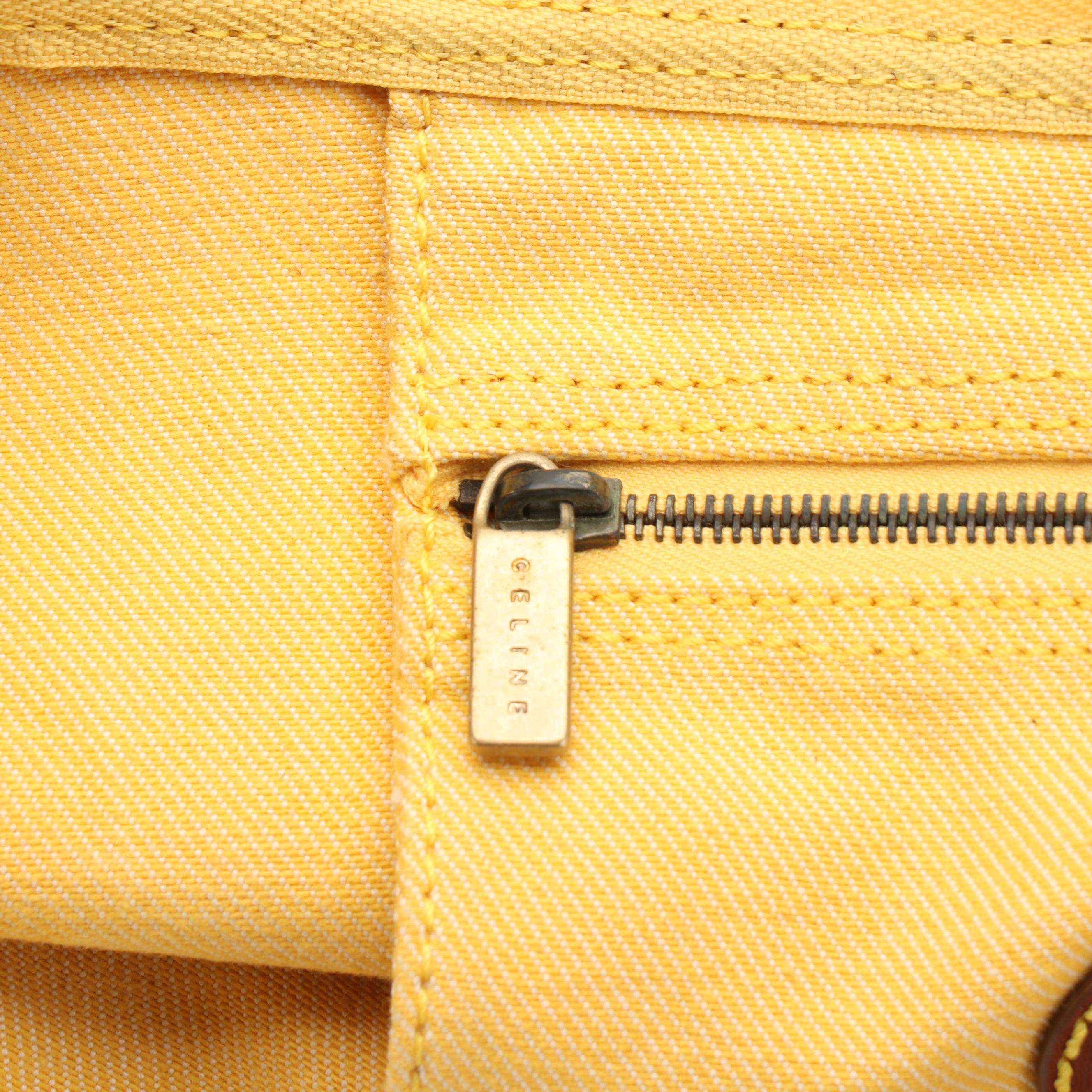 Celine Hobo Bag in Yellow Macadam Canvas and Leather