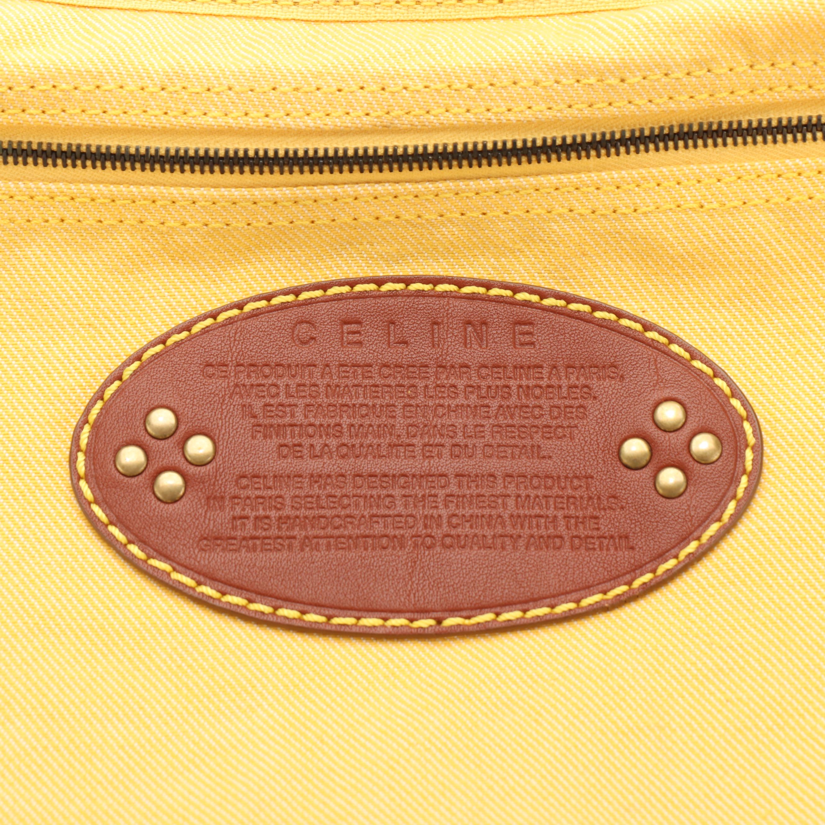 Celine Hobo Bag in Yellow Macadam Canvas and Leather