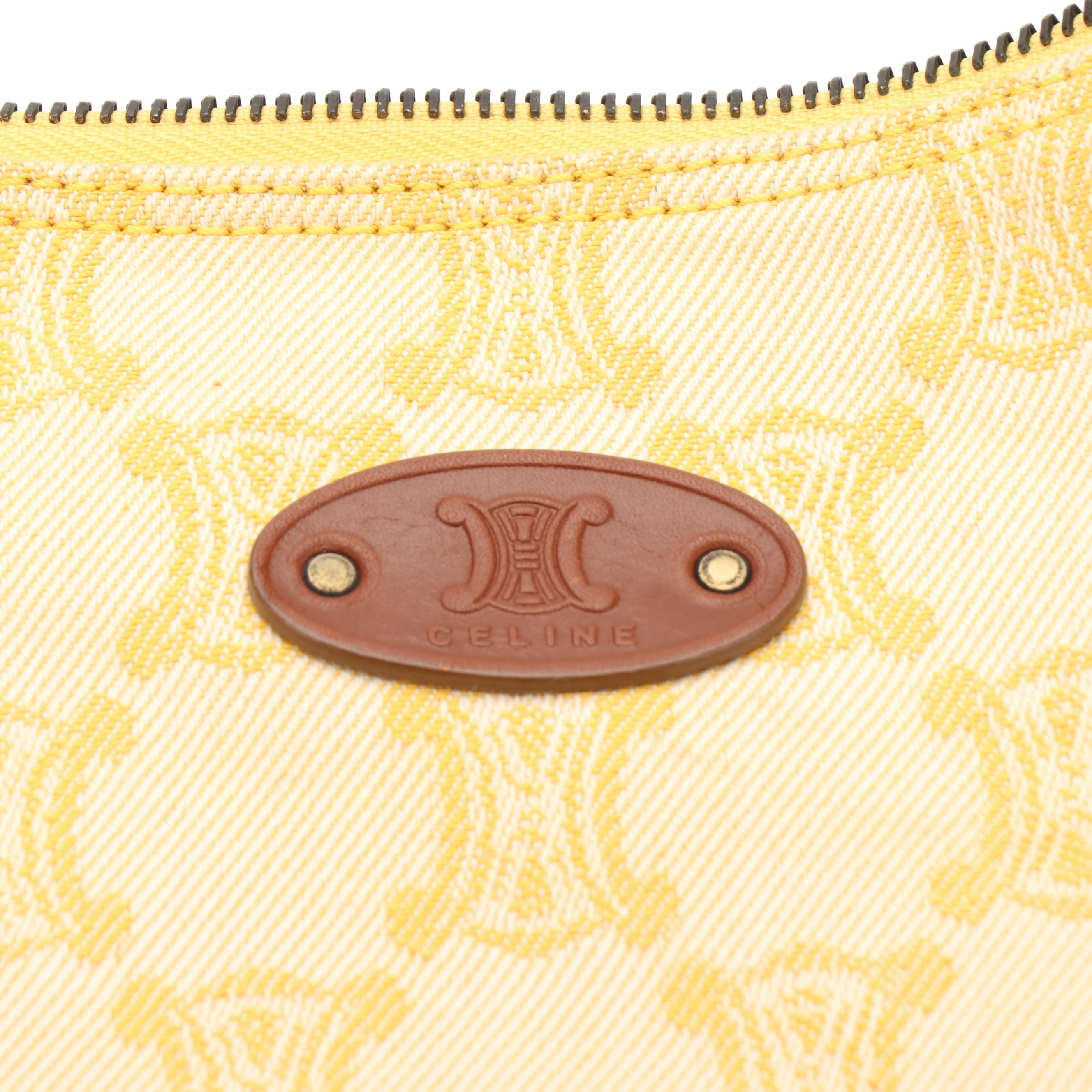 Celine Hobo Bag in Yellow Macadam Canvas and Leather