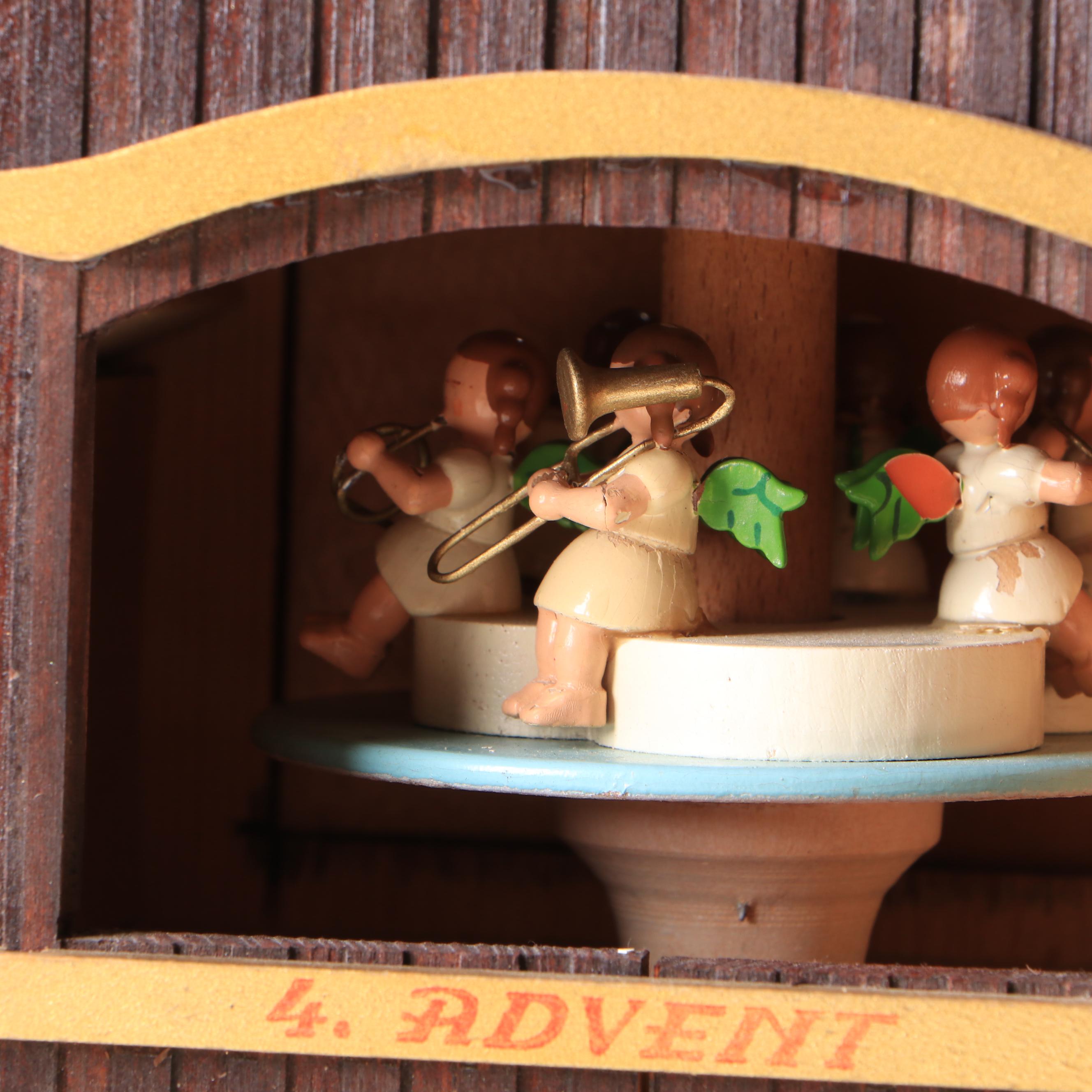 German Advent Candle Pyramid, Russian Belomorskie Uzory Folk Art Box