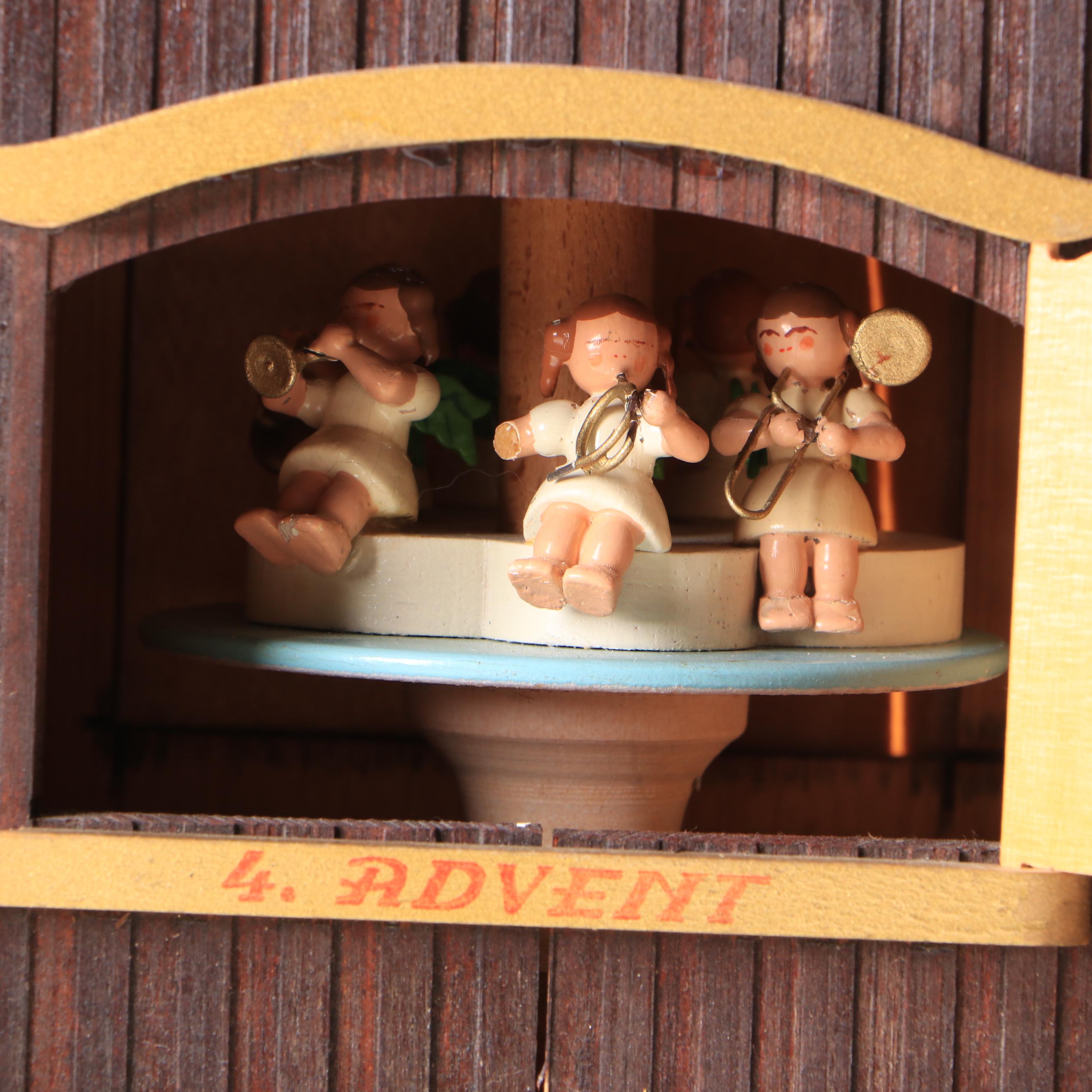 German Advent Candle Pyramid, Russian Belomorskie Uzory Folk Art Box