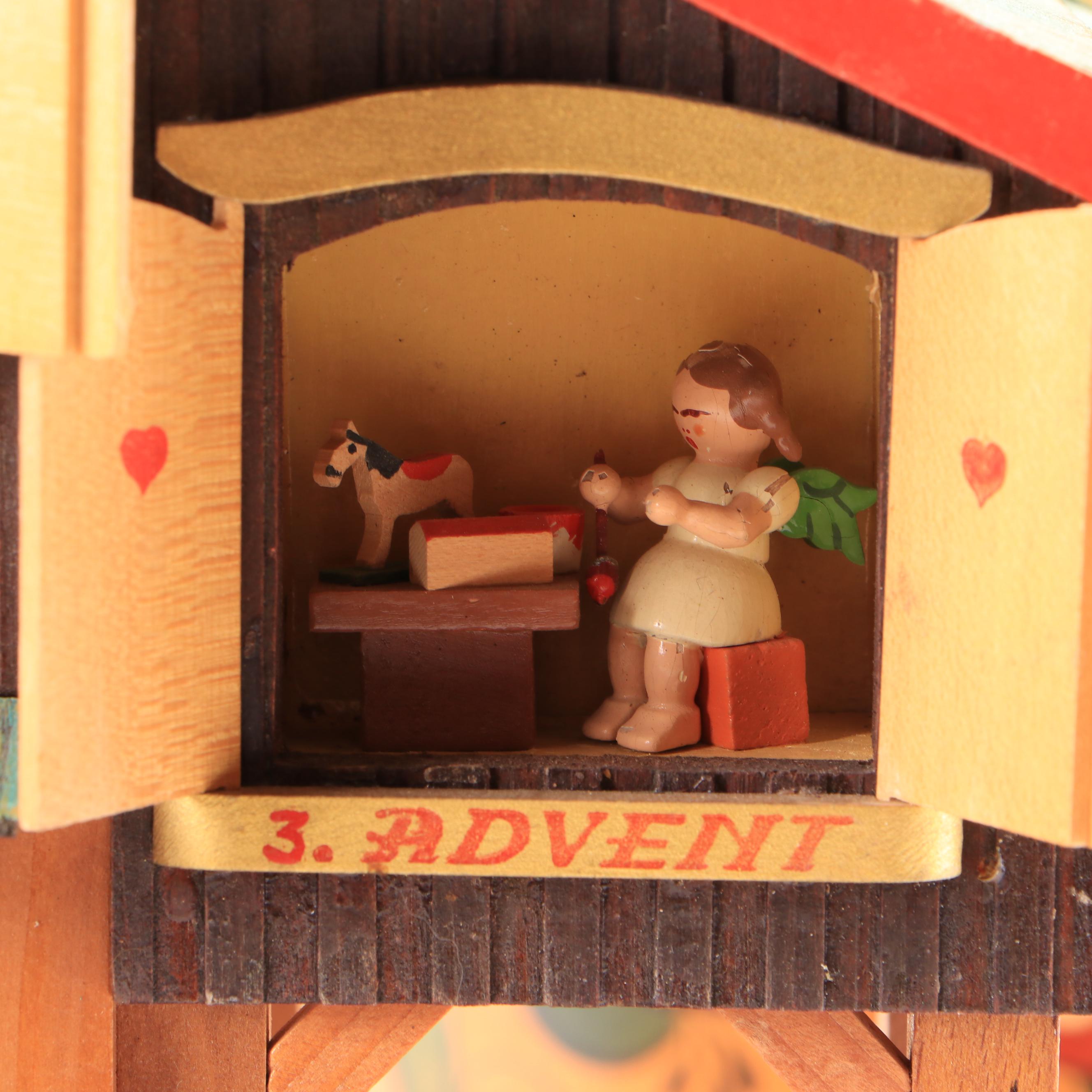 German Advent Candle Pyramid, Russian Belomorskie Uzory Folk Art Box