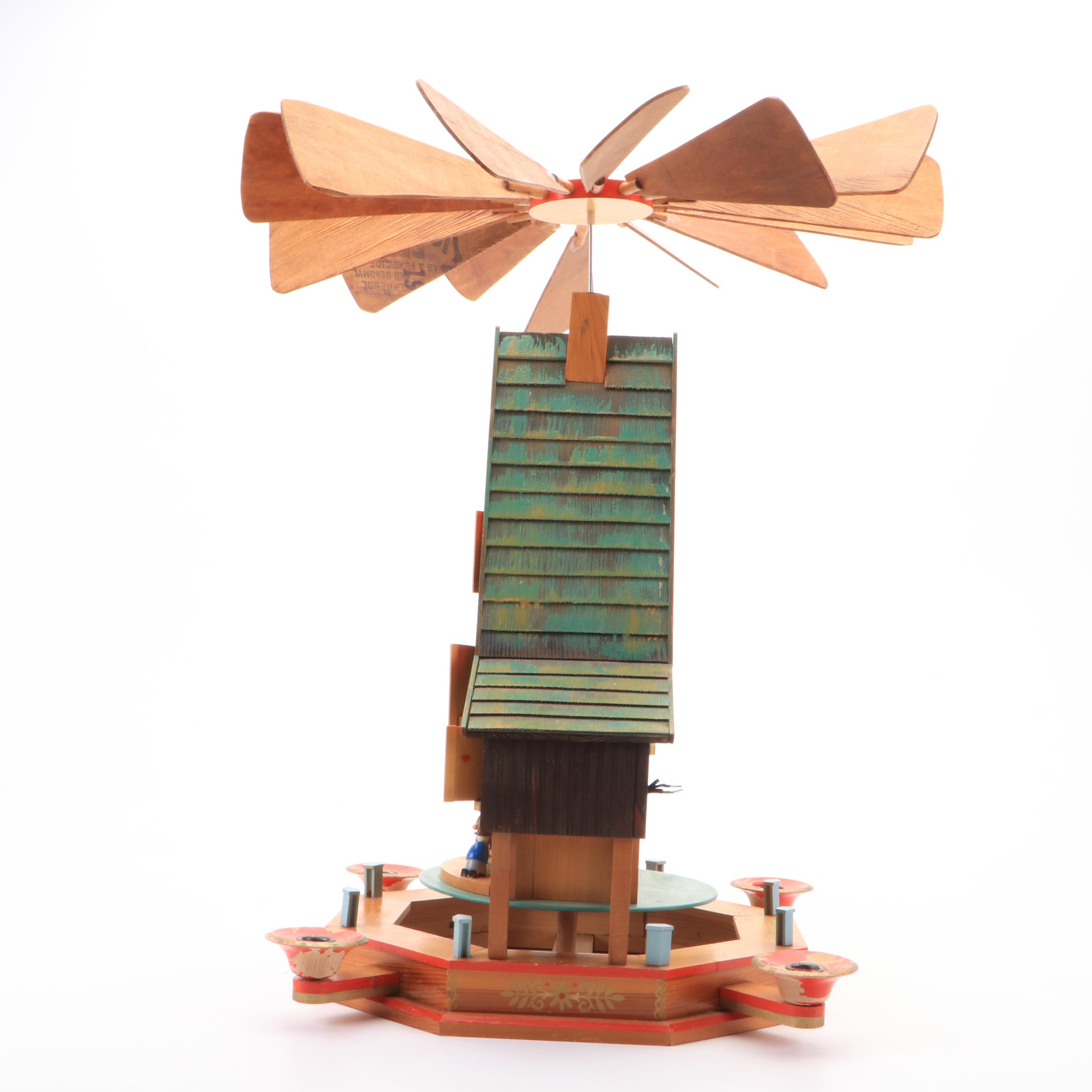 German Advent Candle Pyramid, Russian Belomorskie Uzory Folk Art Box