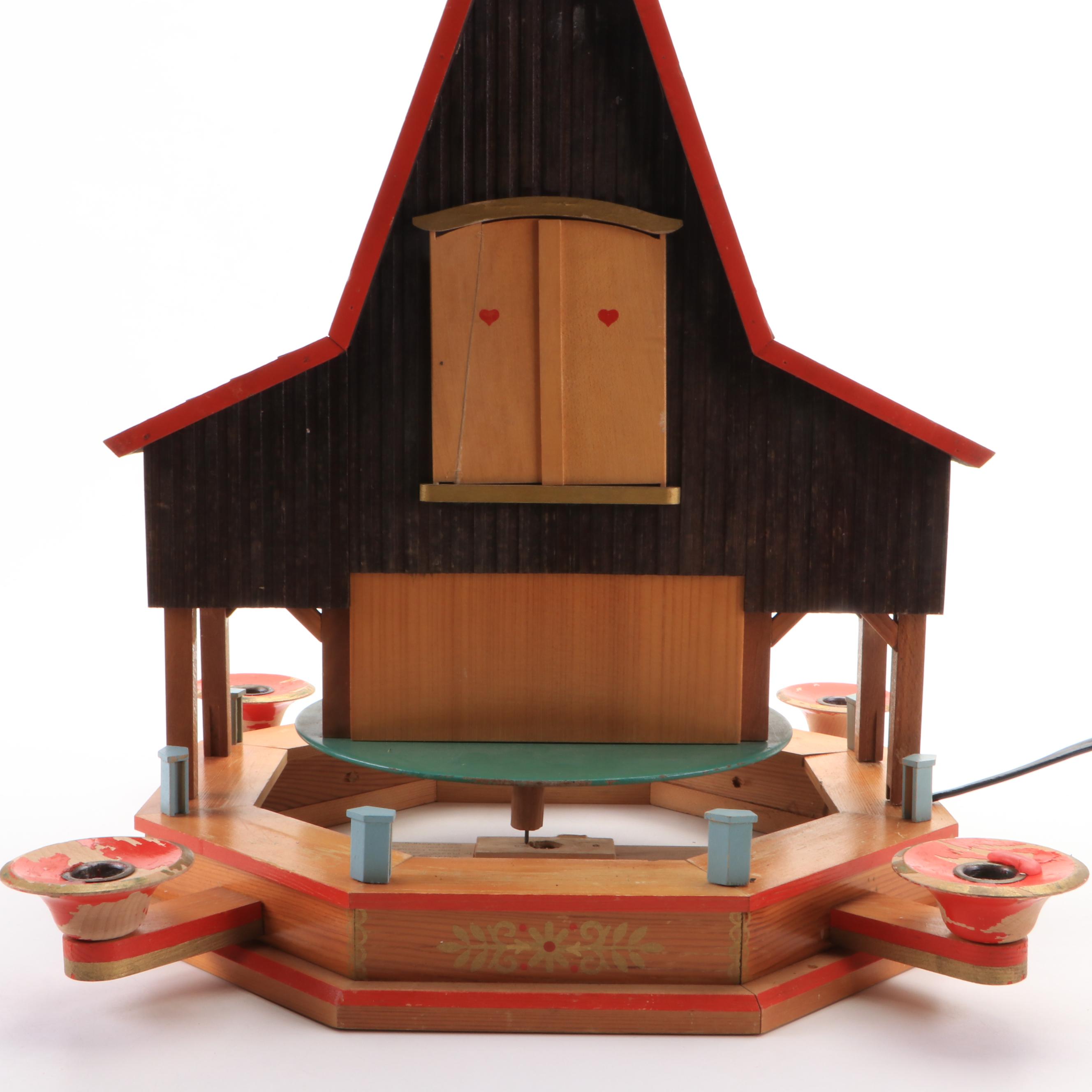 German Advent Candle Pyramid, Russian Belomorskie Uzory Folk Art Box