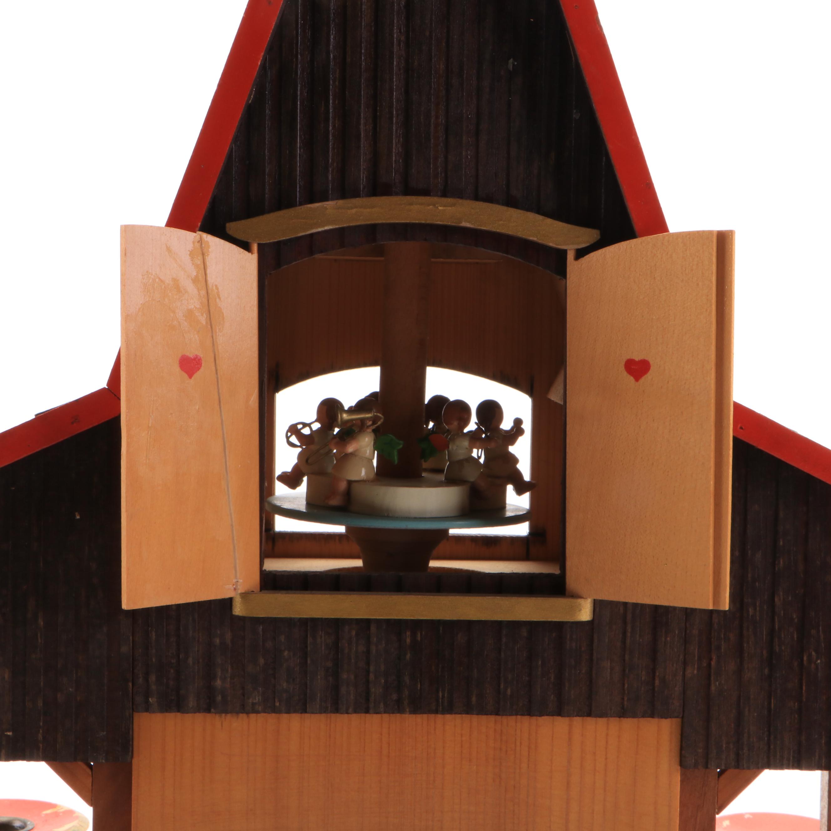German Advent Candle Pyramid, Russian Belomorskie Uzory Folk Art Box