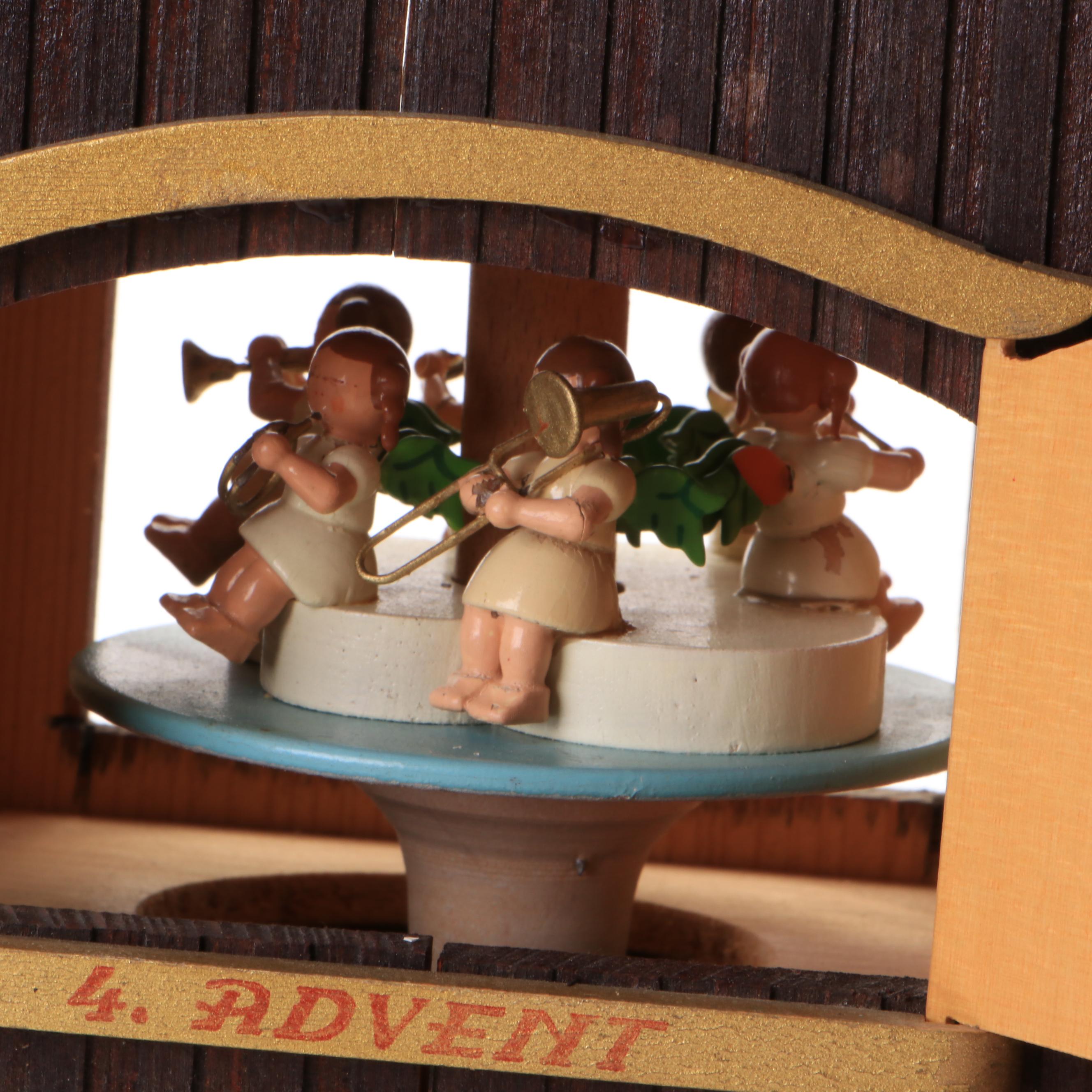 German Advent Candle Pyramid, Russian Belomorskie Uzory Folk Art Box