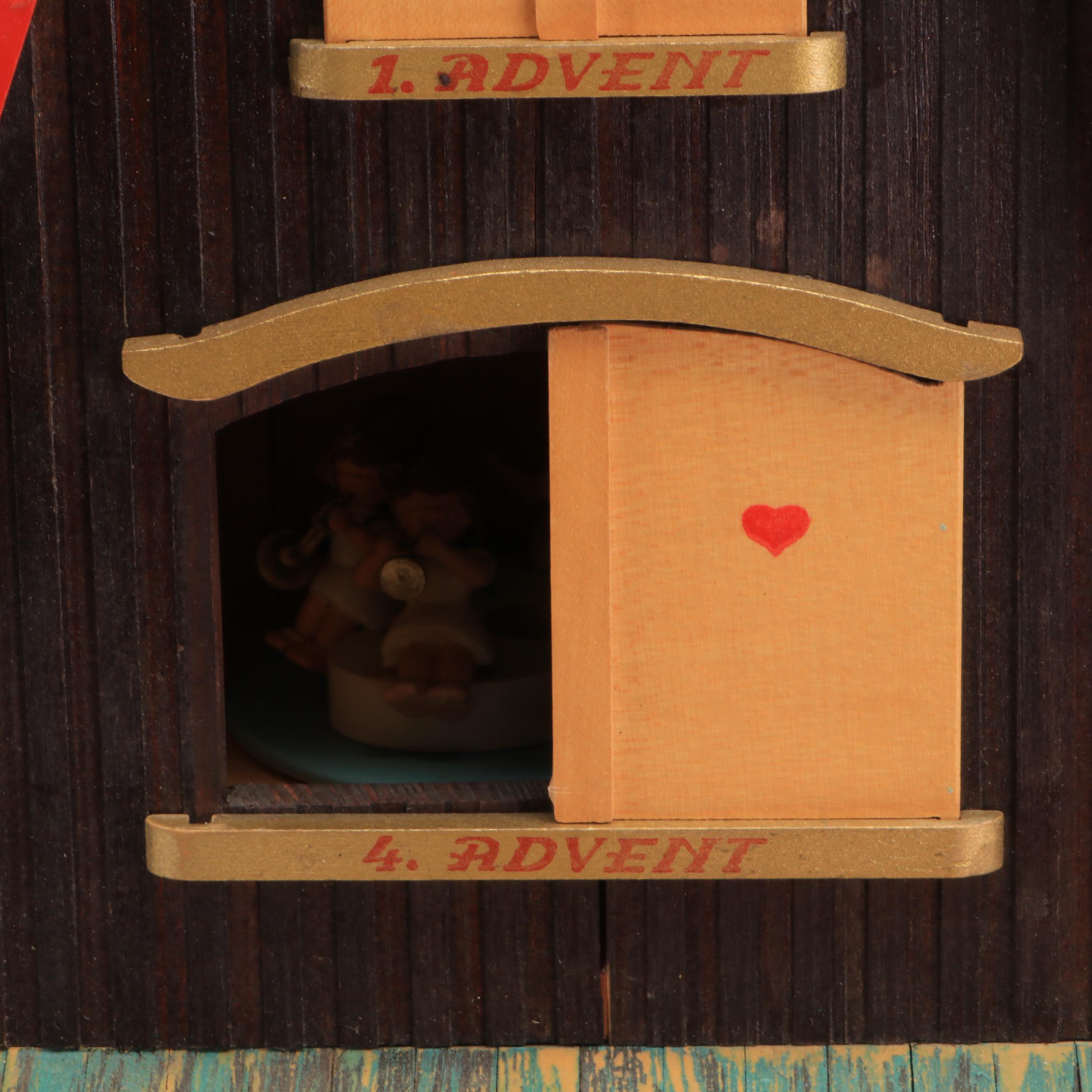 German Advent Candle Pyramid, Russian Belomorskie Uzory Folk Art Box