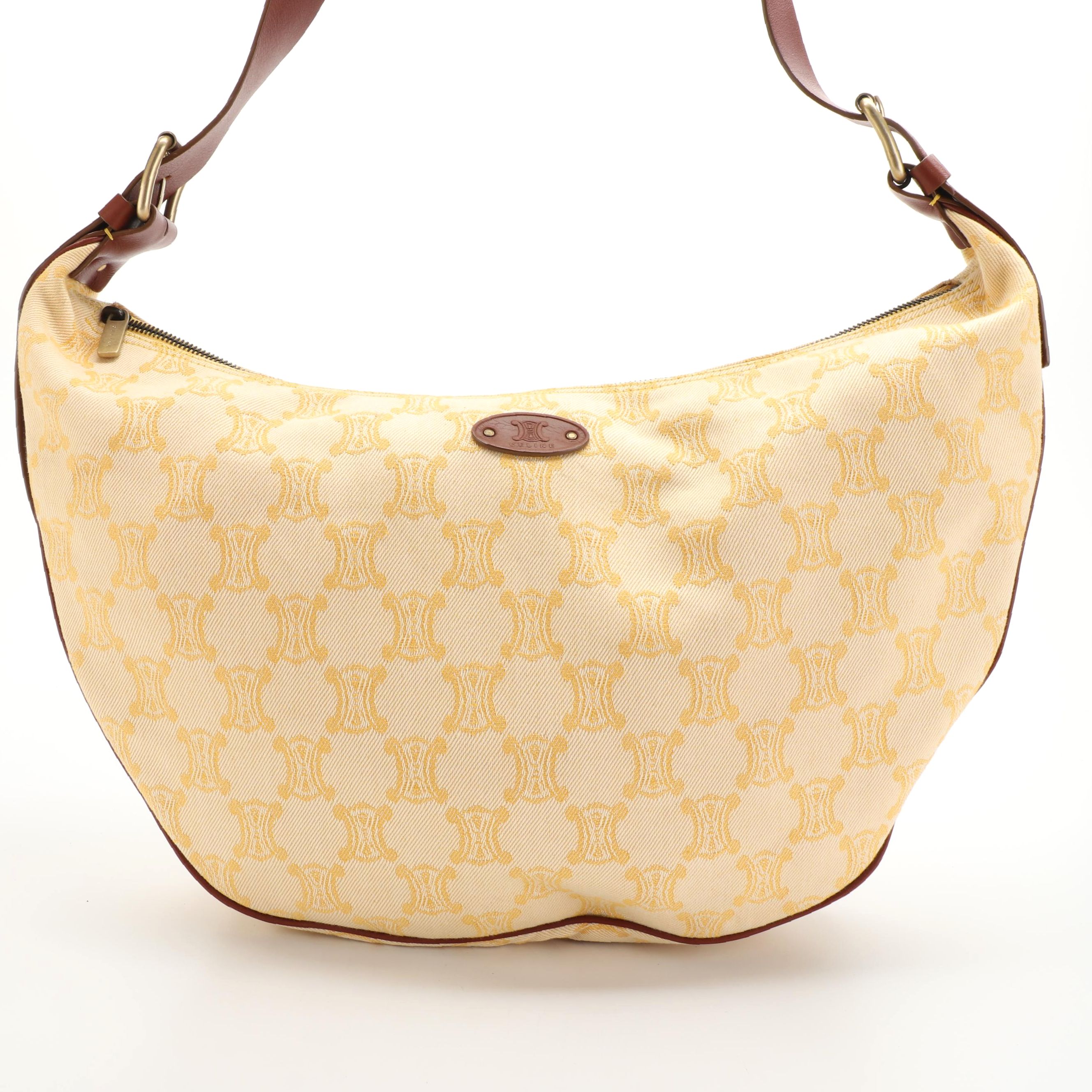 Celine Hobo Bag in Yellow Macadam Canvas and Leather