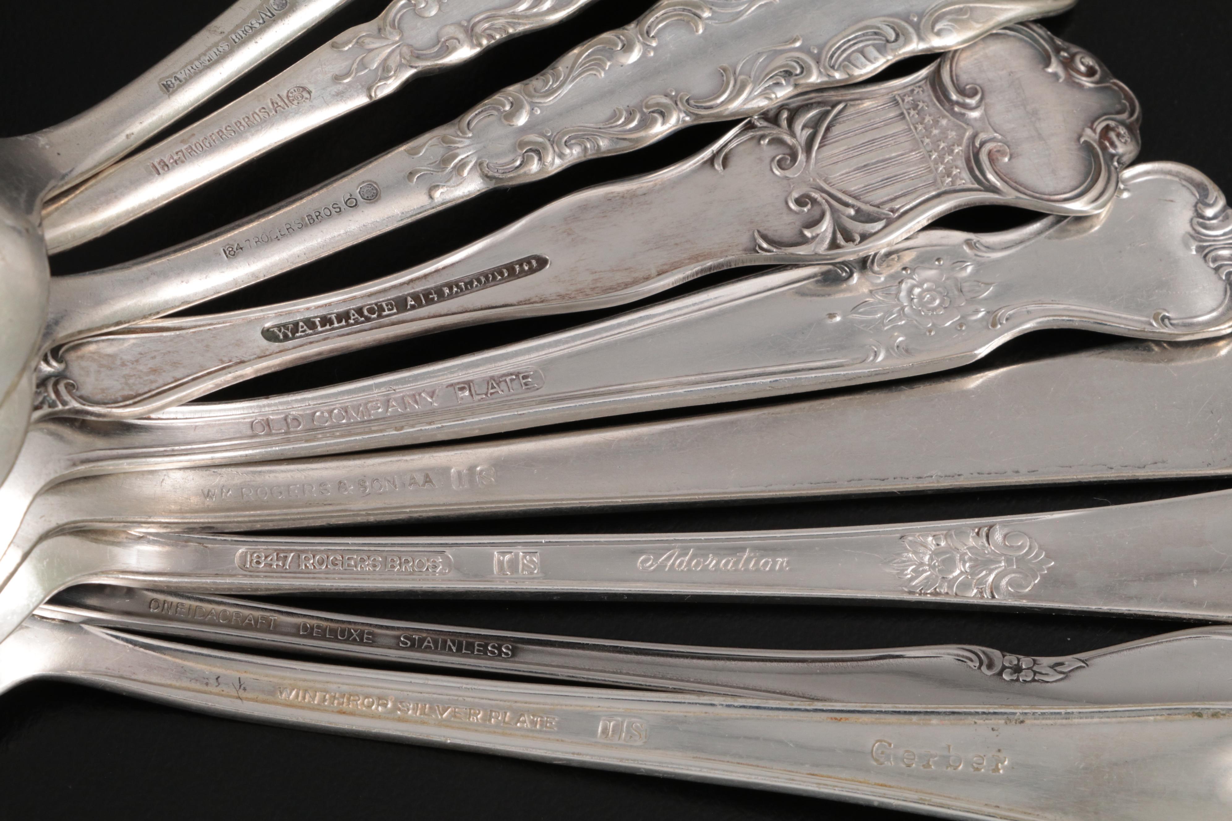 Rogers Bros Teaspoons and Other American Silver Plate Flatware Collection