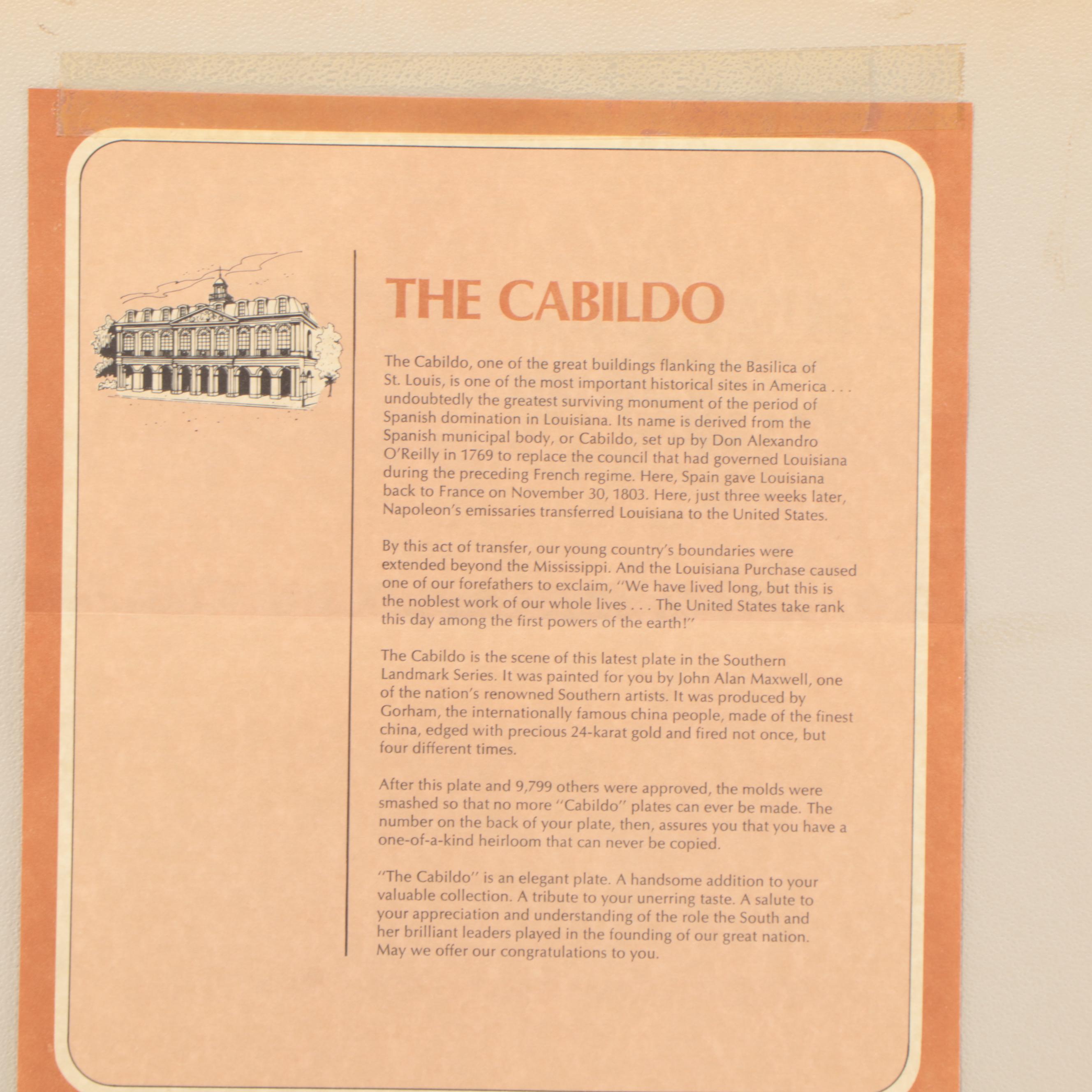 Offset Lithograph Transfer on Porcelain After John Alan Maxwell "The Cabildo"