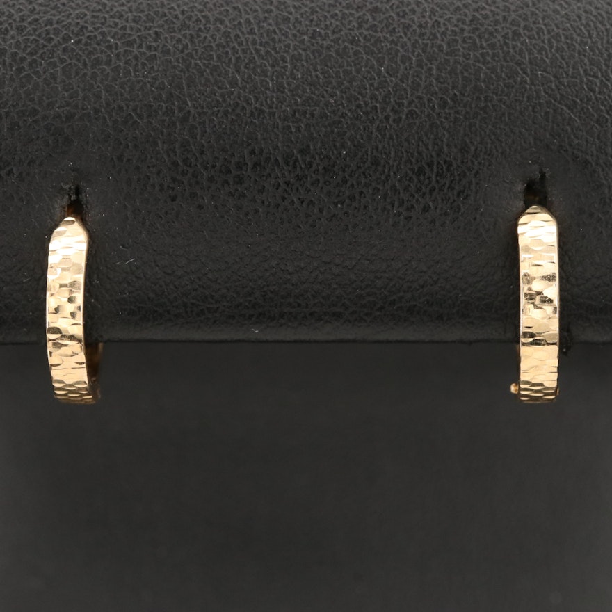 14K Hammered Huggie Earrings