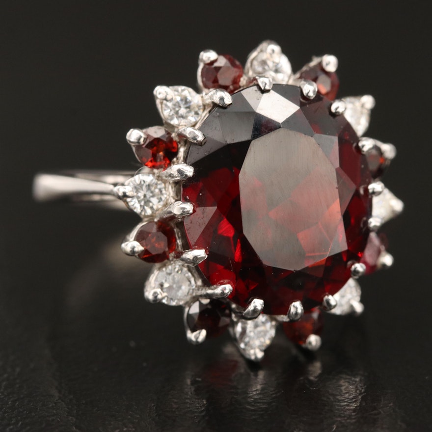 14K Garnet and Diamond Ring