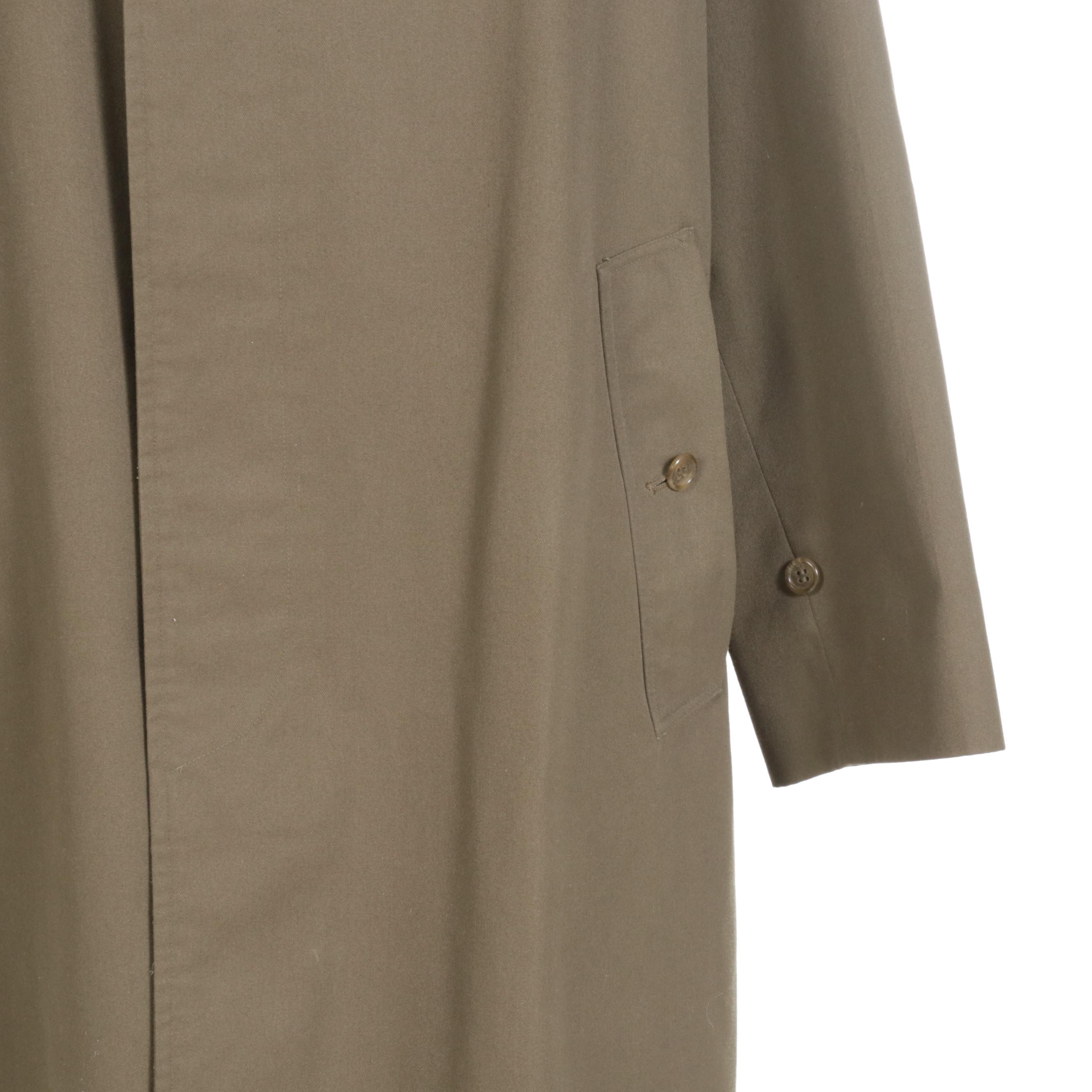 Men's Burberrys' Olive Green Gabardine Trench Coat with Nova Check Lining