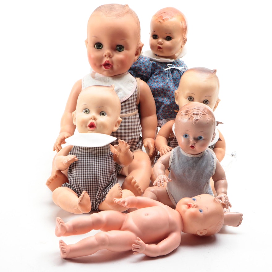 Sun Rubber Gerber Advertising Dolls with Other Baby Dolls, Mid-20th Century