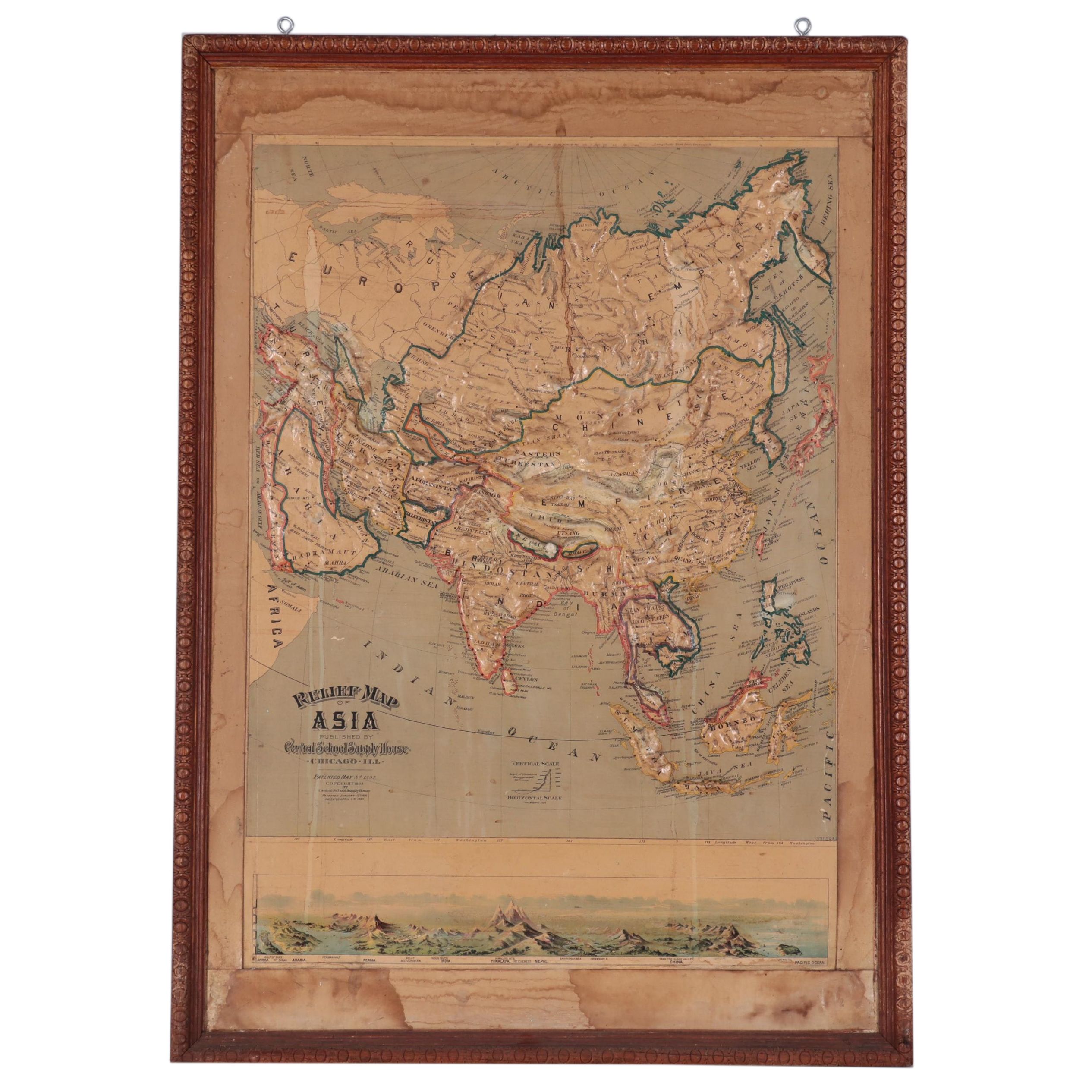Central School Supply House "Relief Map of Asia," 1895