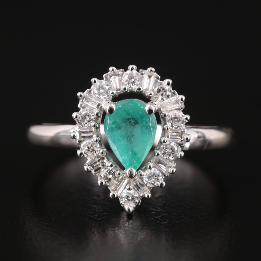 14K Emerald and Diamond Ring