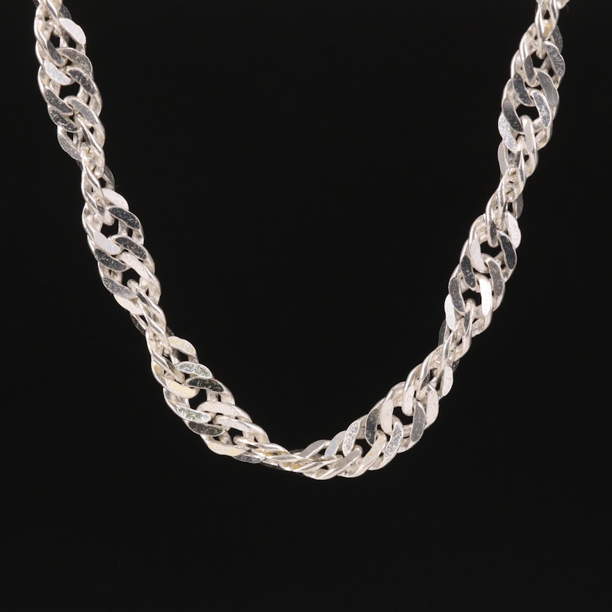 Italian Sterling Twisted Herringbone Necklace