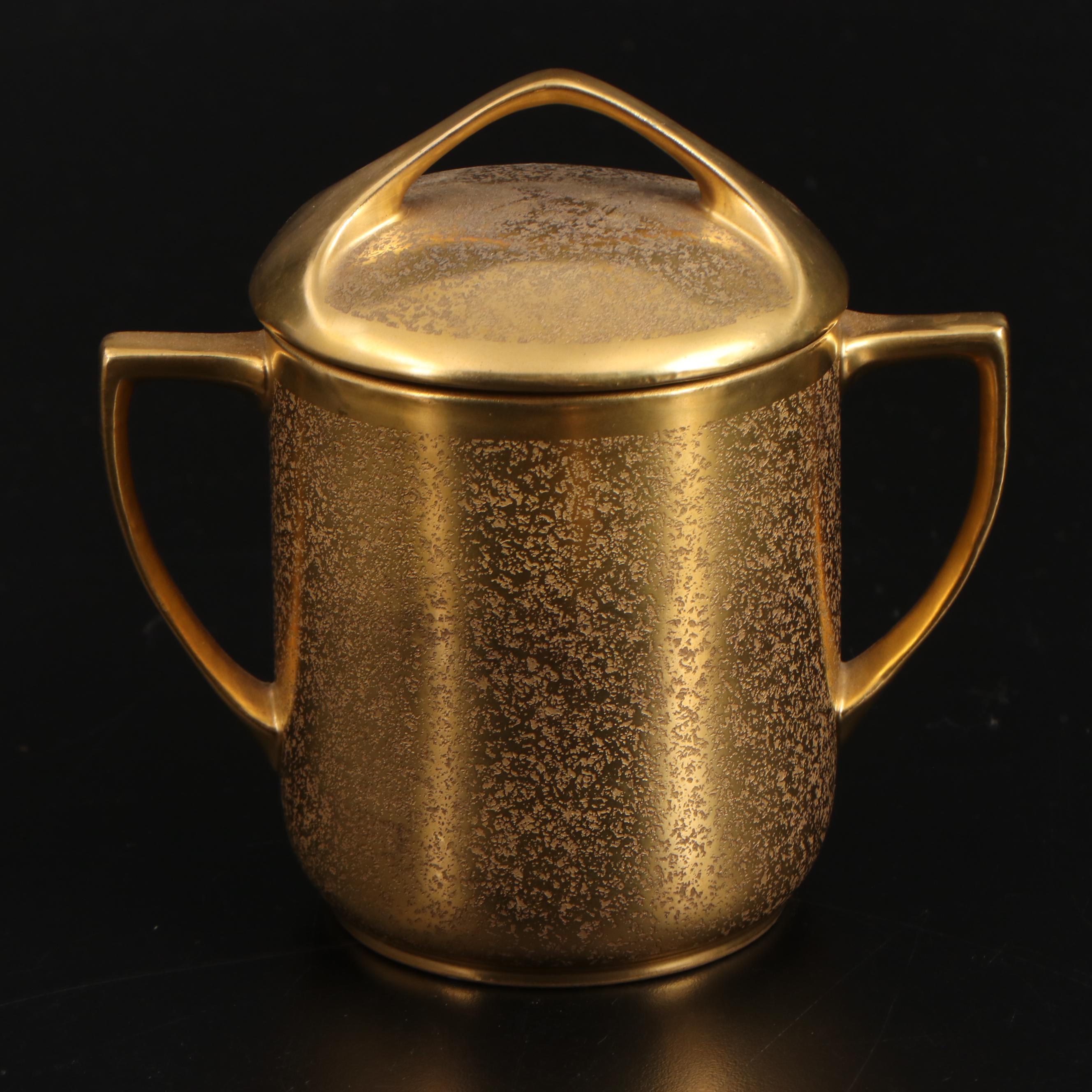 Pickard Cream and Sugar Set with Other Gold Encrusted Condensed Milk Jar