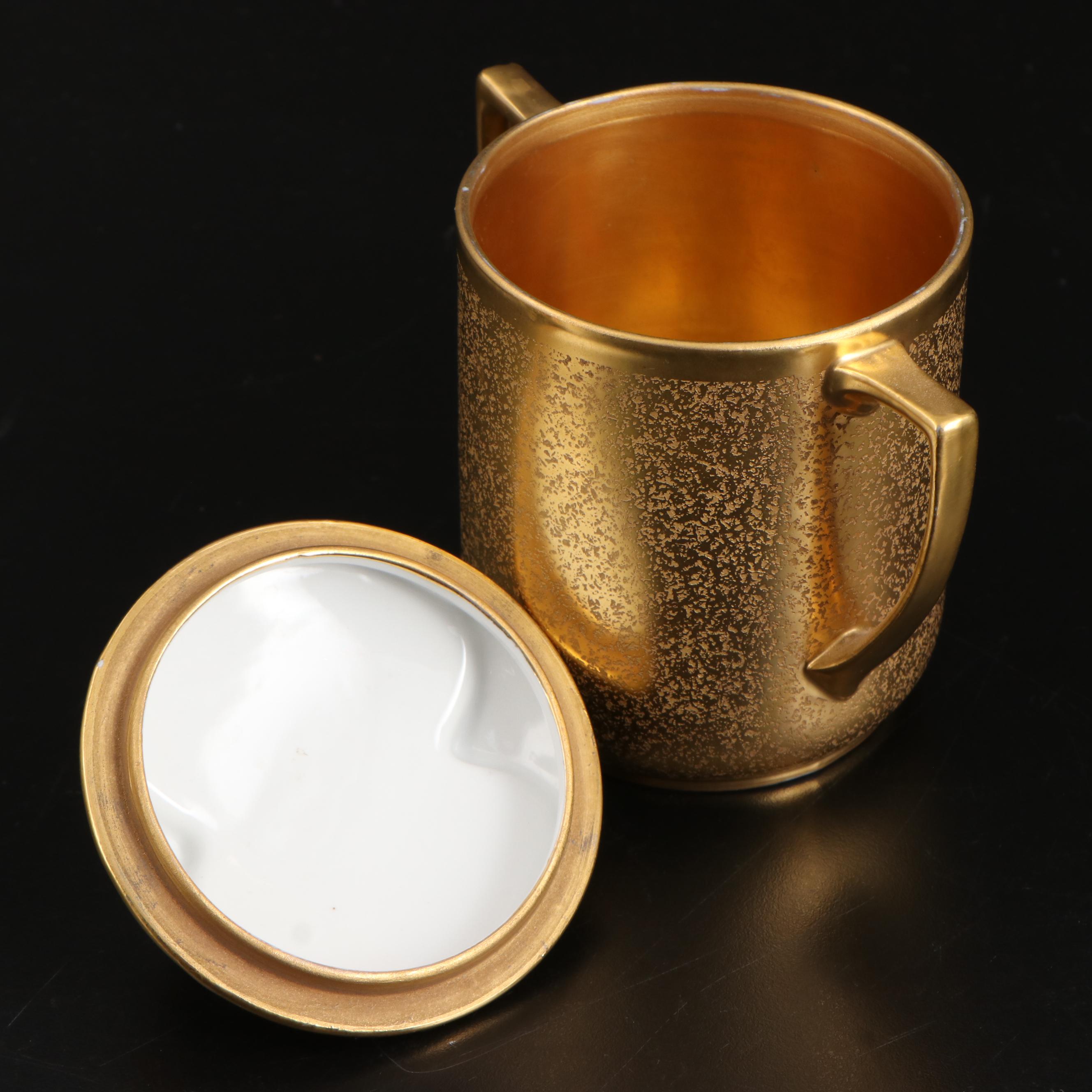 Pickard Cream and Sugar Set with Other Gold Encrusted Condensed Milk Jar
