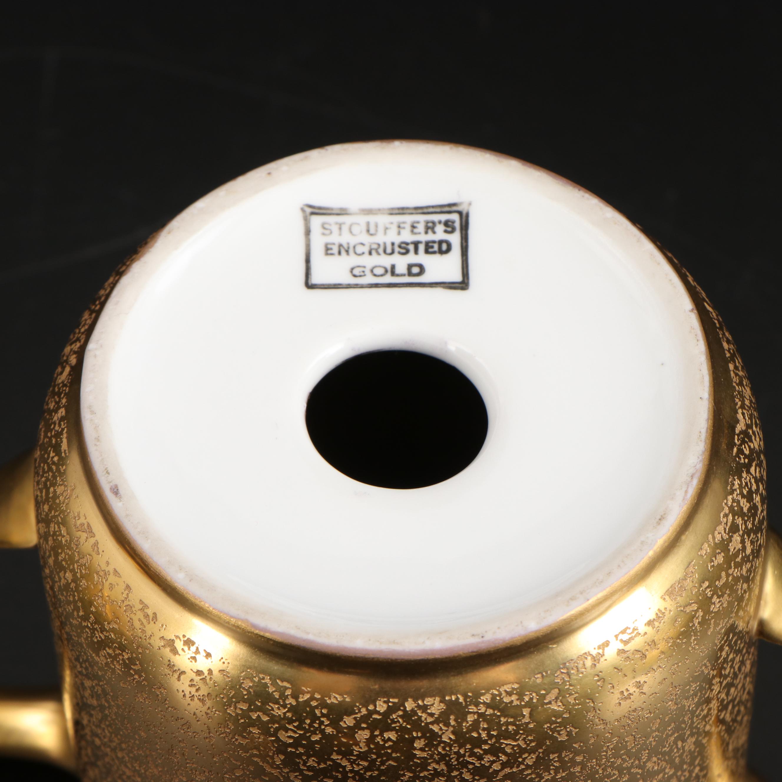 Pickard Cream and Sugar Set with Other Gold Encrusted Condensed Milk Jar