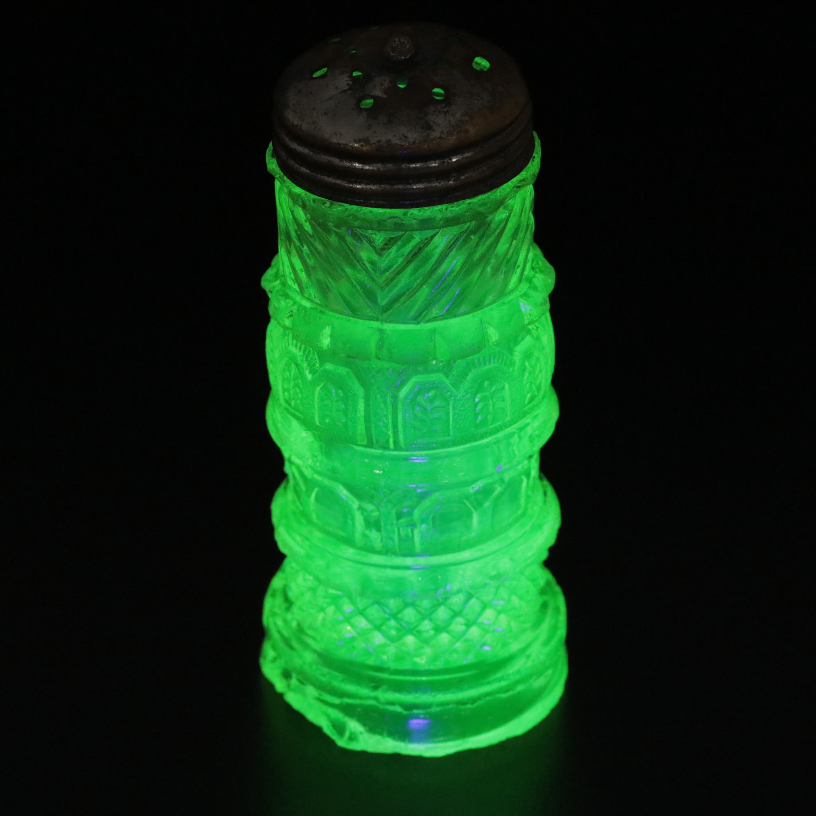 EAPG Adams "Hidalgo" Compote, Vaseline Glass Shaker, Baby Boot and More