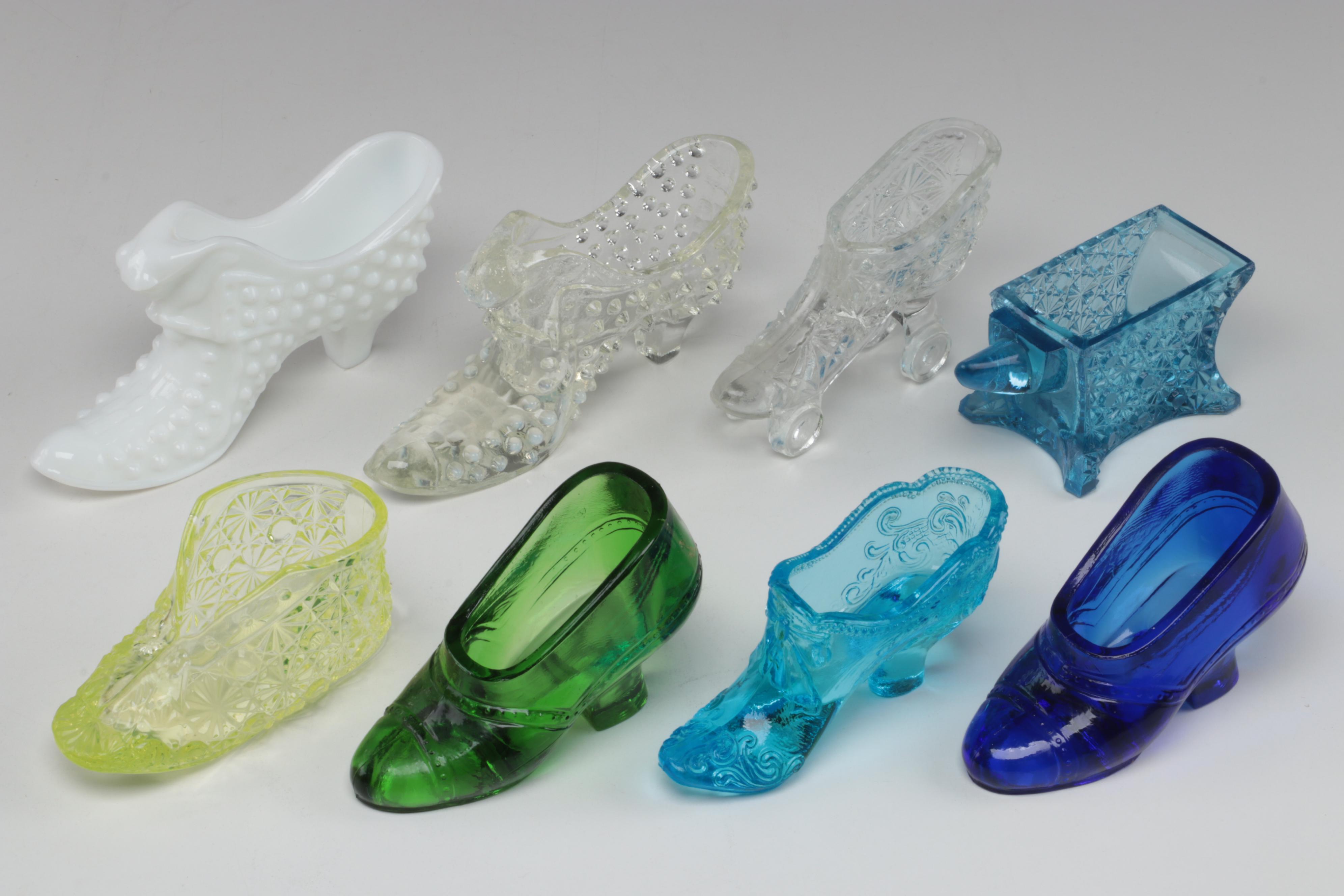 EAPG Adams "Hidalgo" Compote, Vaseline Glass Shaker, Baby Boot and More