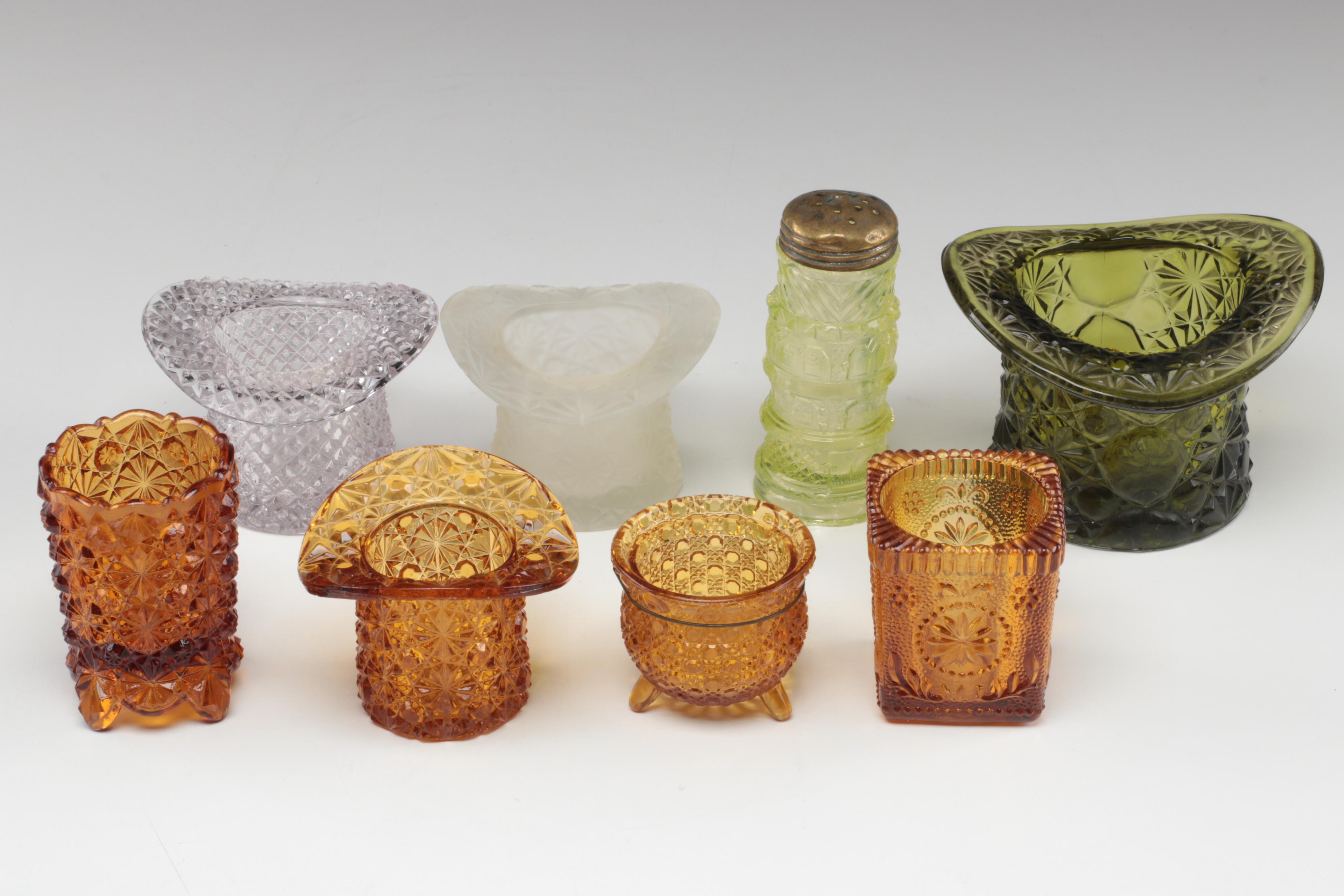 EAPG Adams "Hidalgo" Compote, Vaseline Glass Shaker, Baby Boot and More