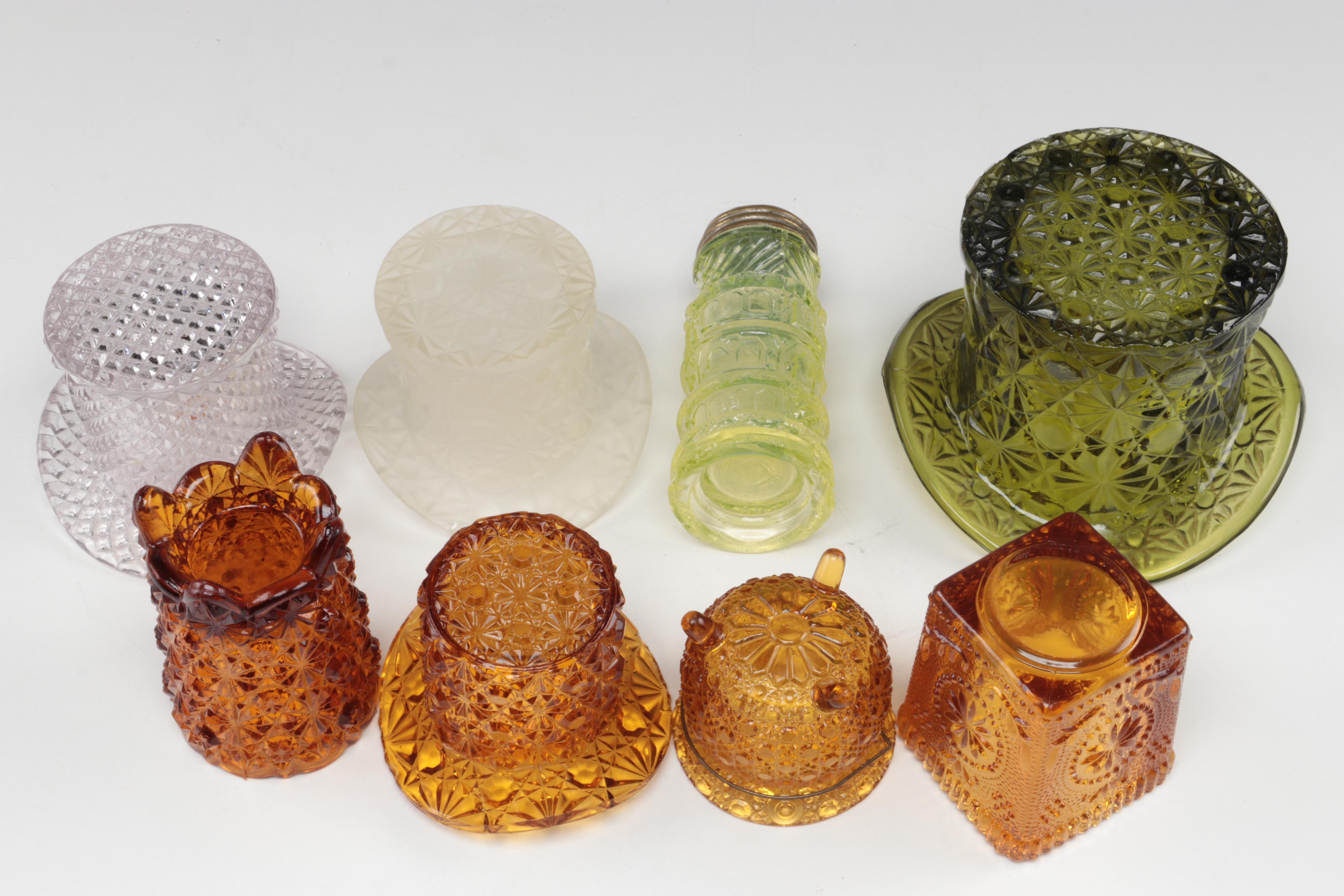 EAPG Adams "Hidalgo" Compote, Vaseline Glass Shaker, Baby Boot and More