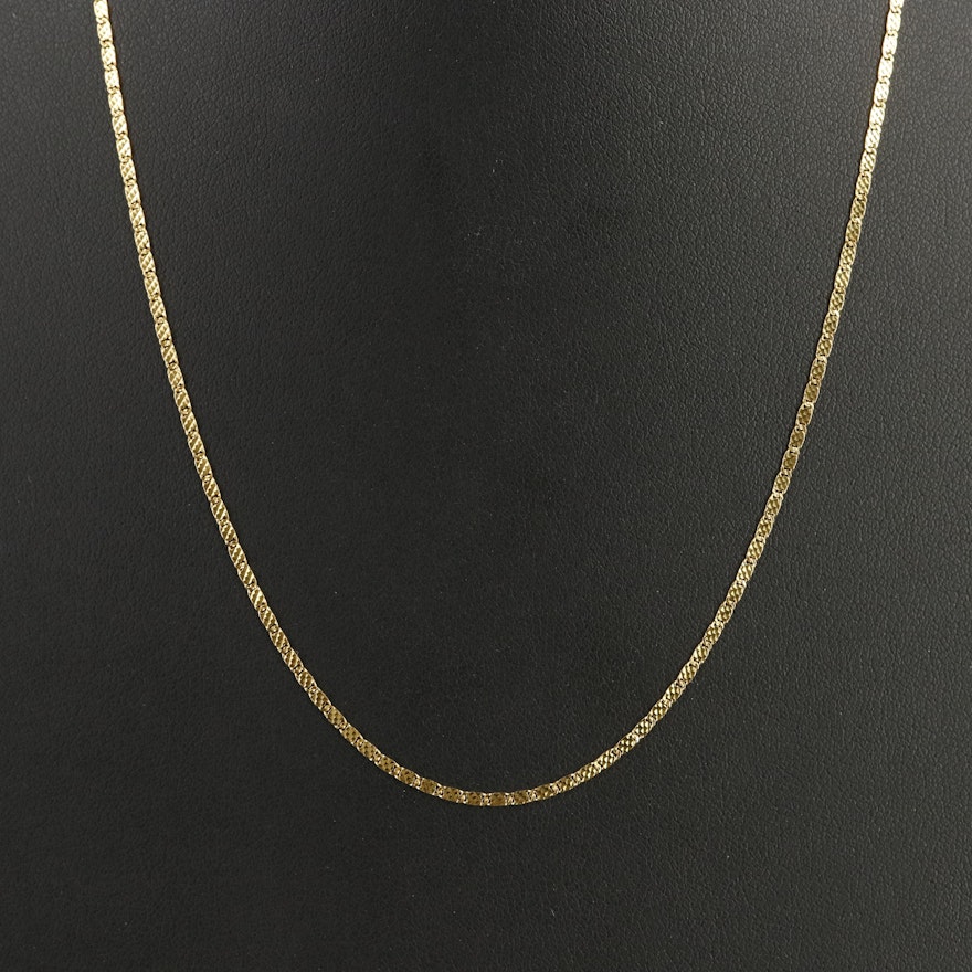 Italian 14K Flat Anchor Chain Necklace with Diamond Cut Finish