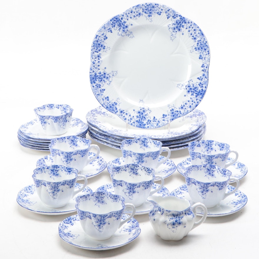 Shelley "Dainty Blue" Bone China Dinnerware, Mid to Late 20th Century