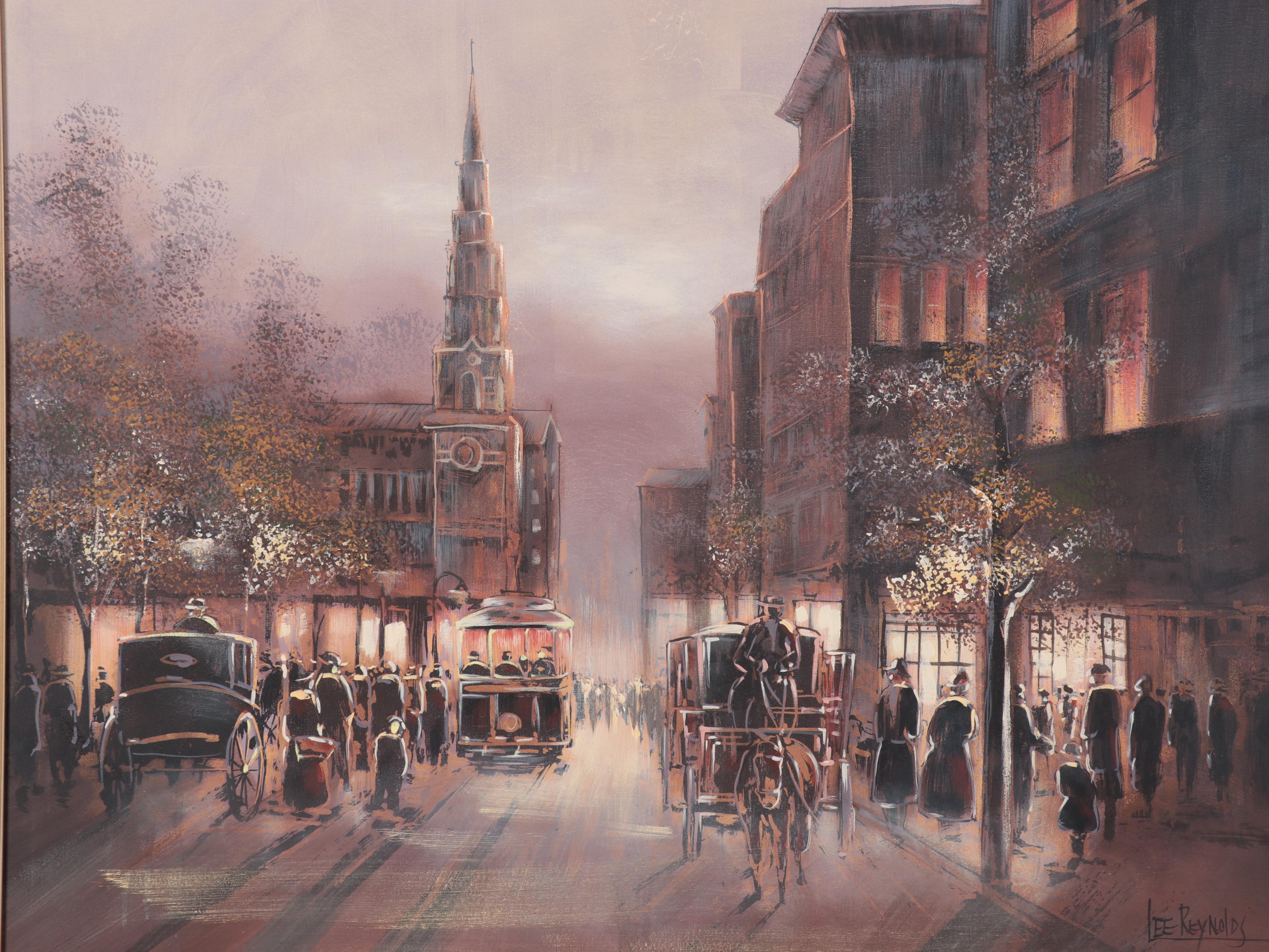 Lee Reynolds for Vanguard Studios City Scene Oil Painting