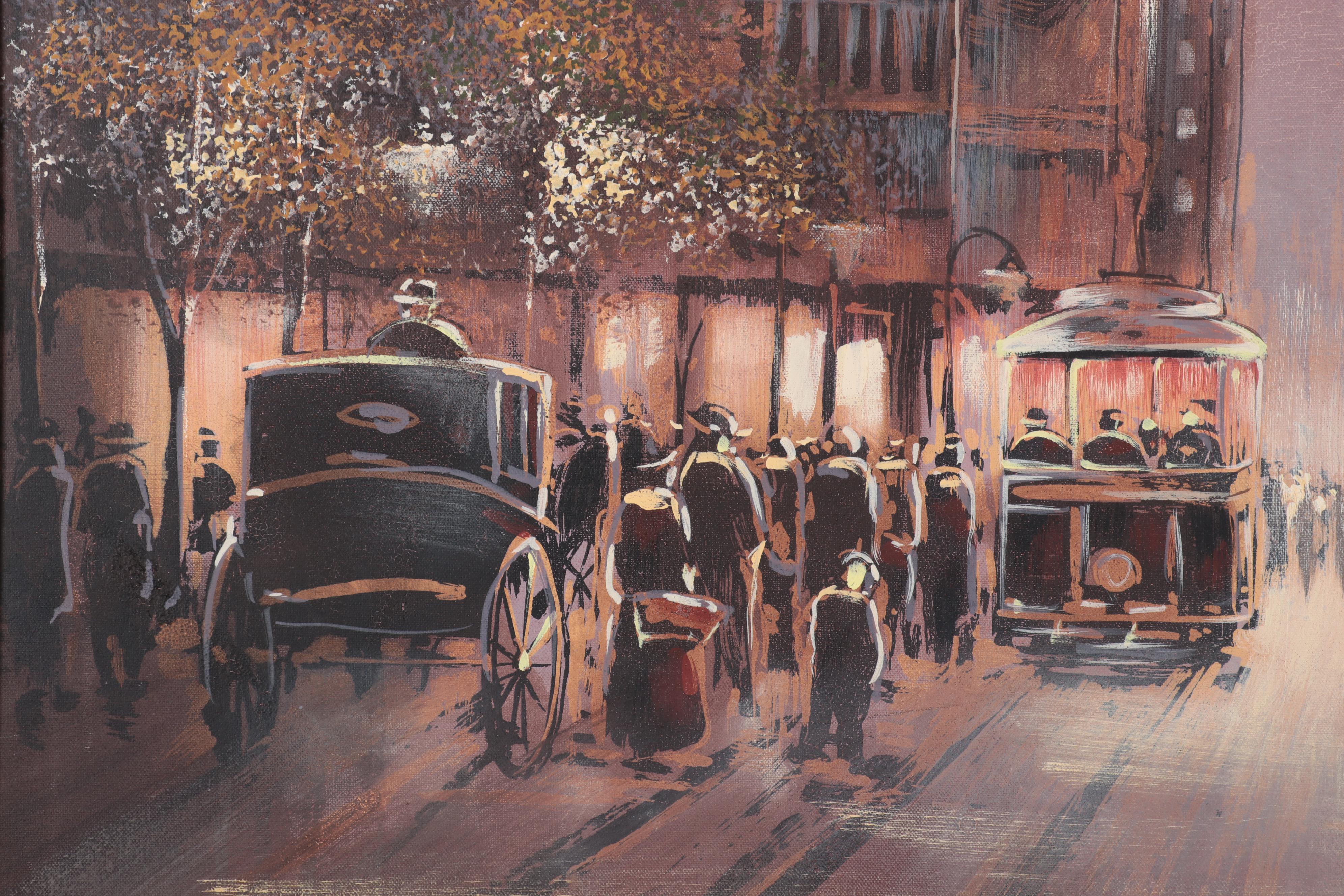 Lee Reynolds for Vanguard Studios City Scene Oil Painting