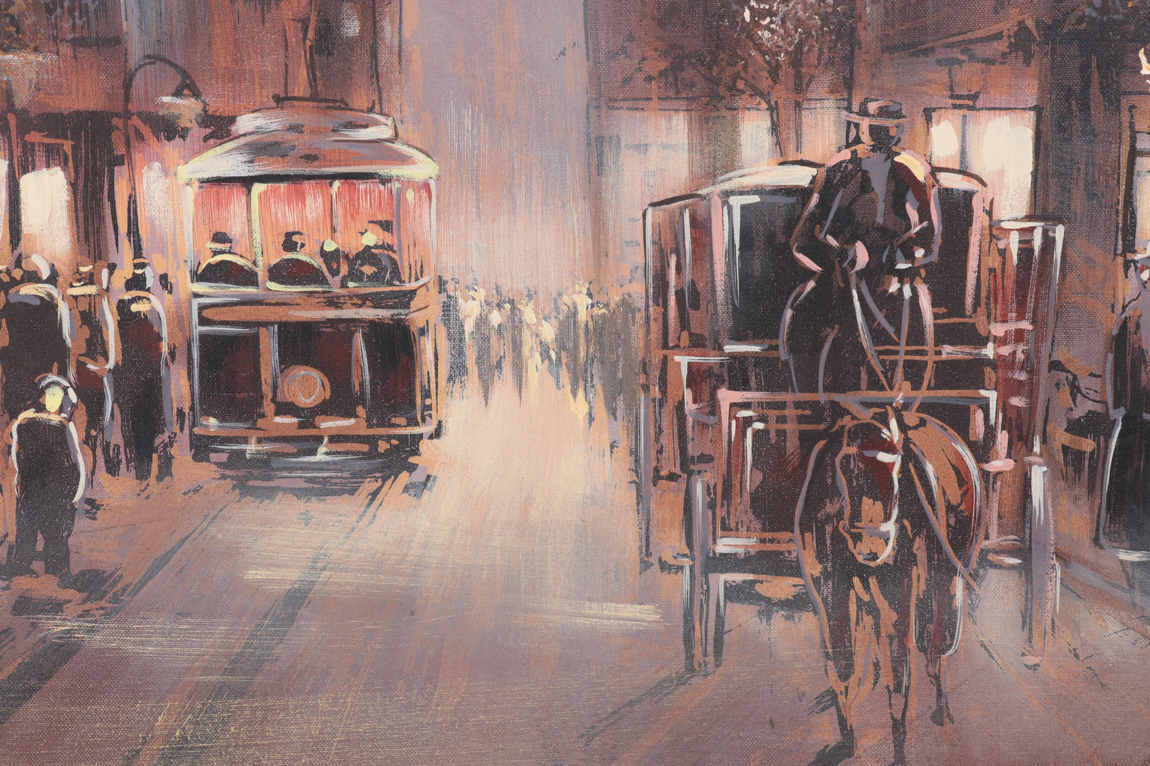 Lee Reynolds for Vanguard Studios City Scene Oil Painting