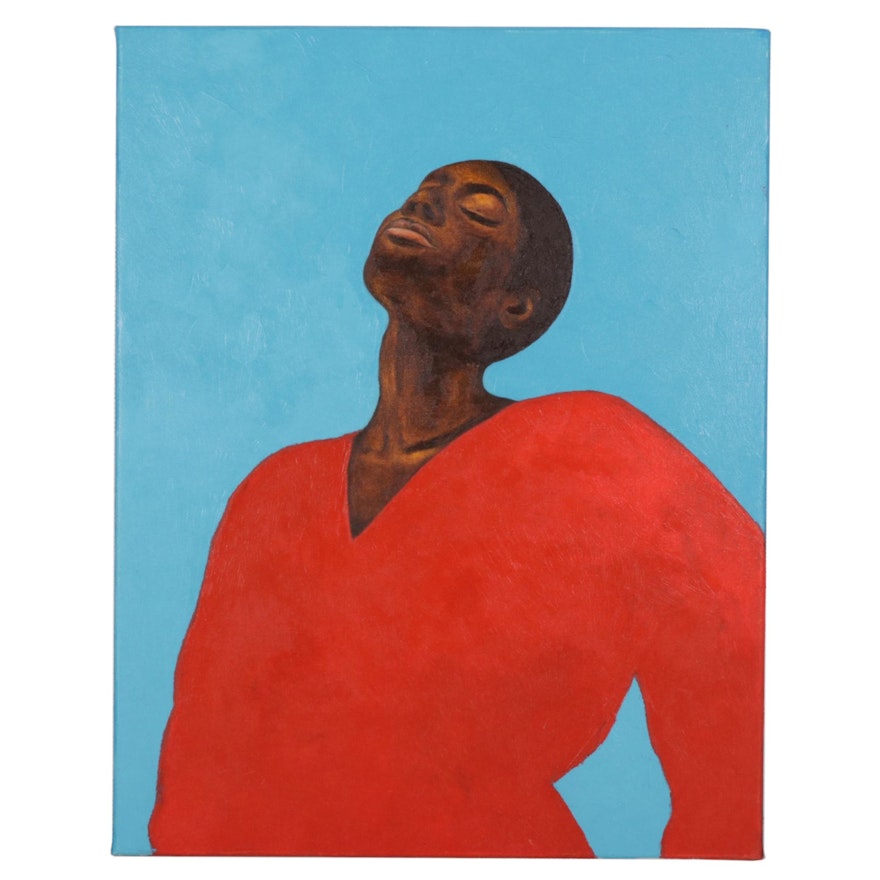 Oluwakemi Omowaire Portrait Oil Painting "No Fear," 21st Century