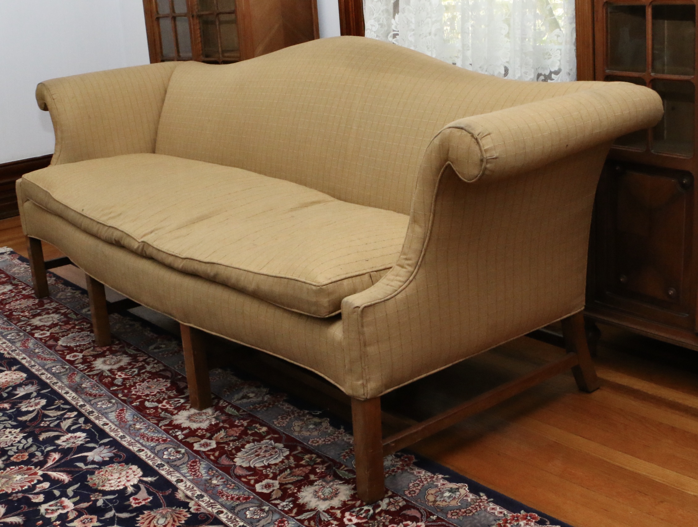 Baker Furniture Chippendale Style Camelback Sofa with Custom Pillows