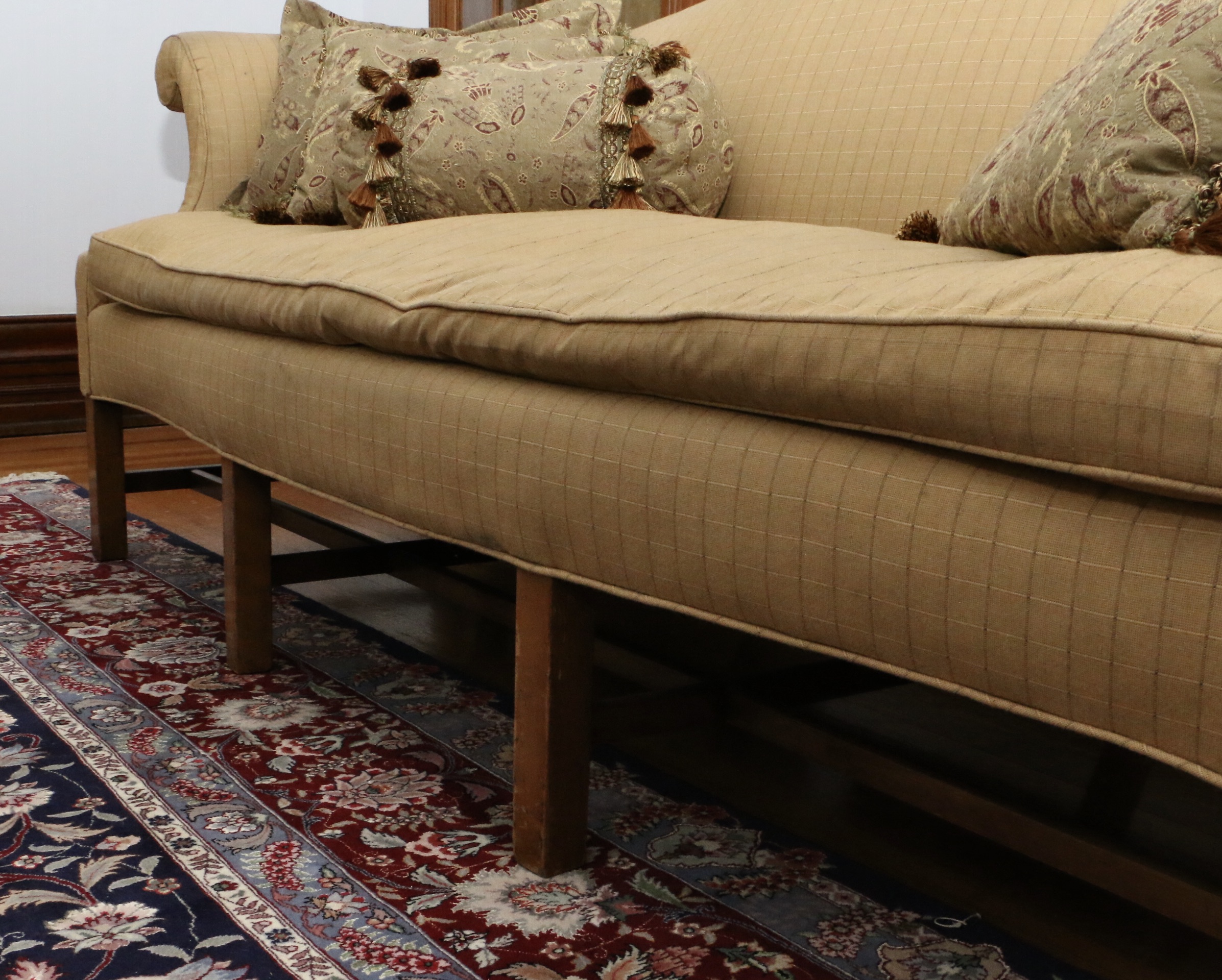 Baker Furniture Chippendale Style Camelback Sofa with Custom Pillows