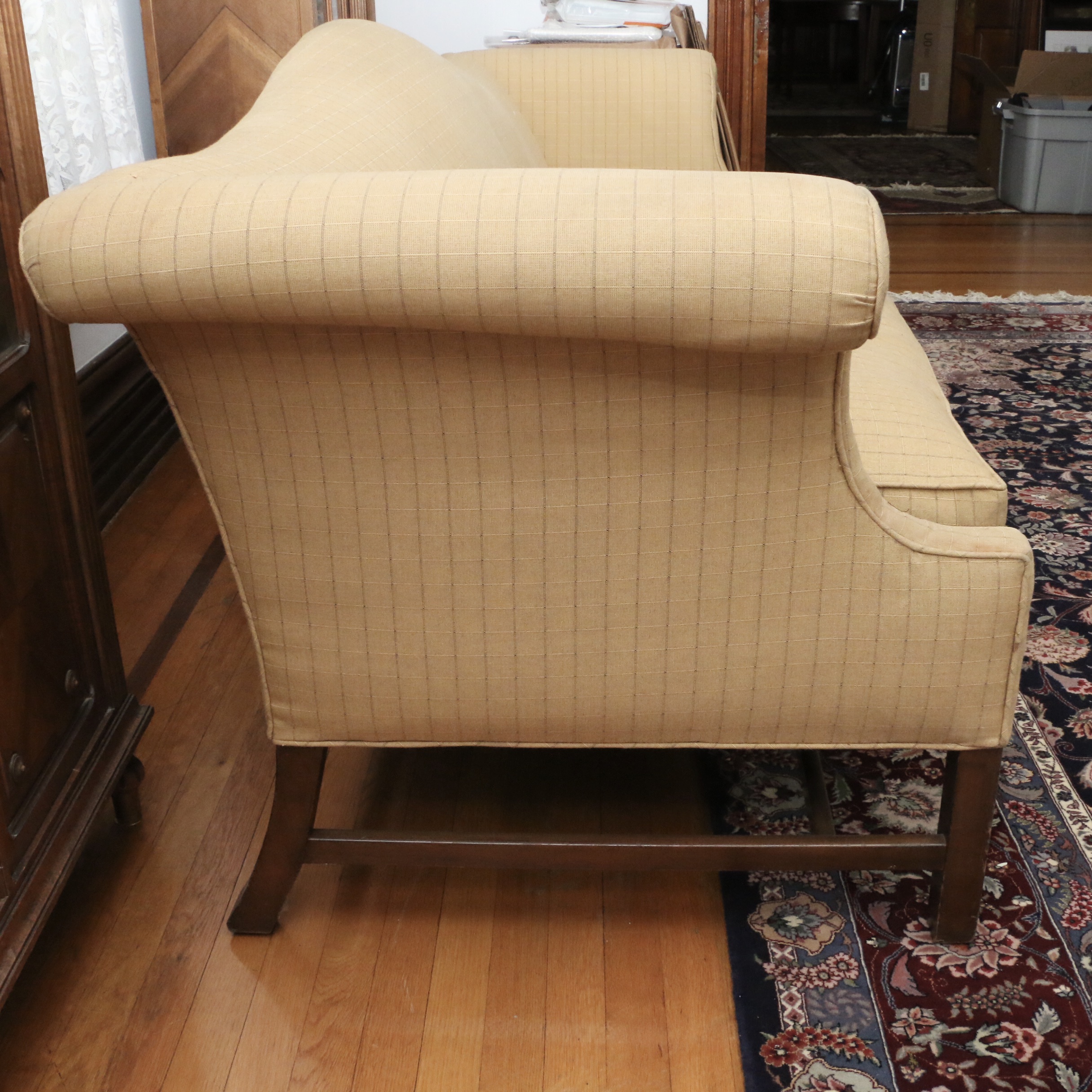 Baker Furniture Chippendale Style Camelback Sofa with Custom Pillows