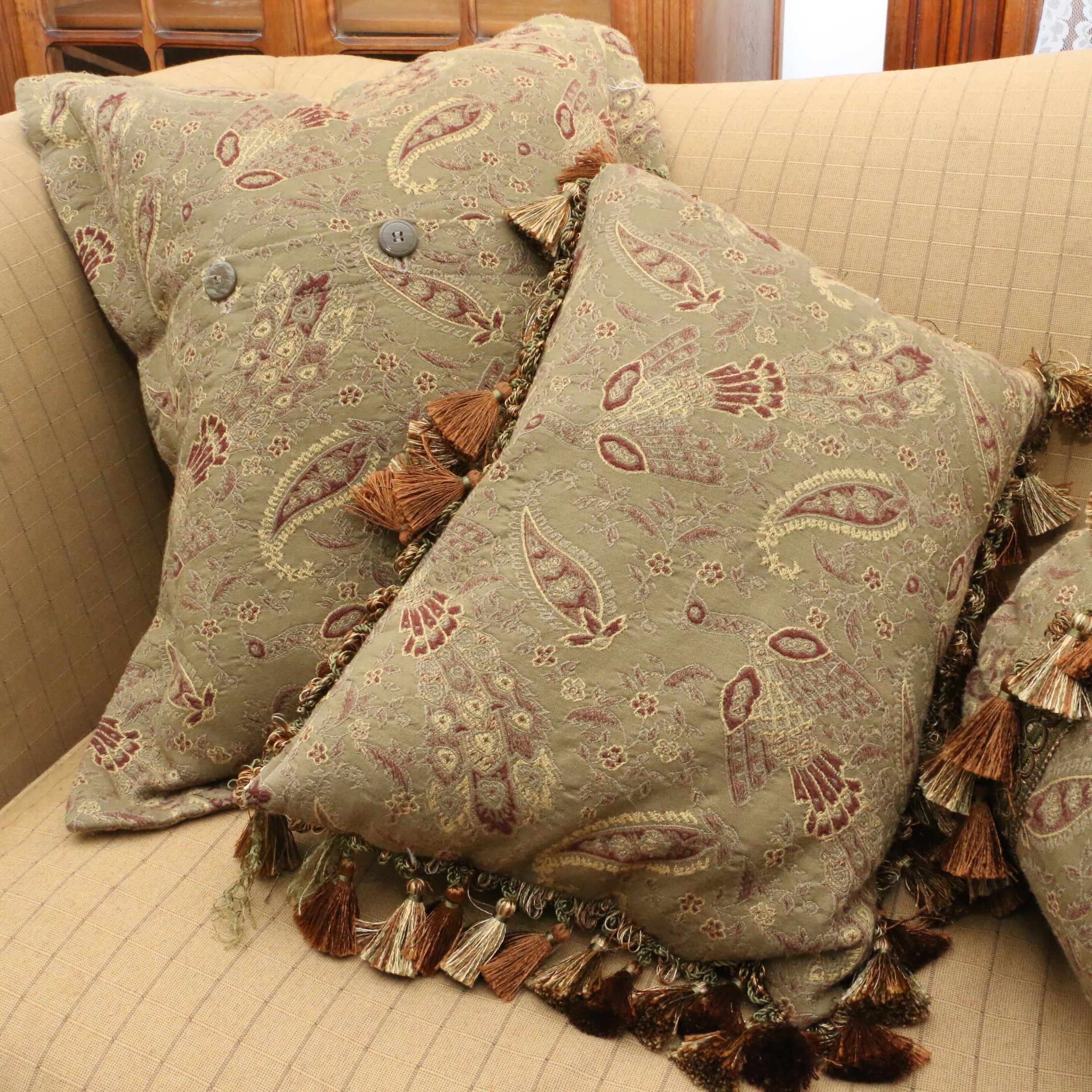 Baker Furniture Chippendale Style Camelback Sofa with Custom Pillows