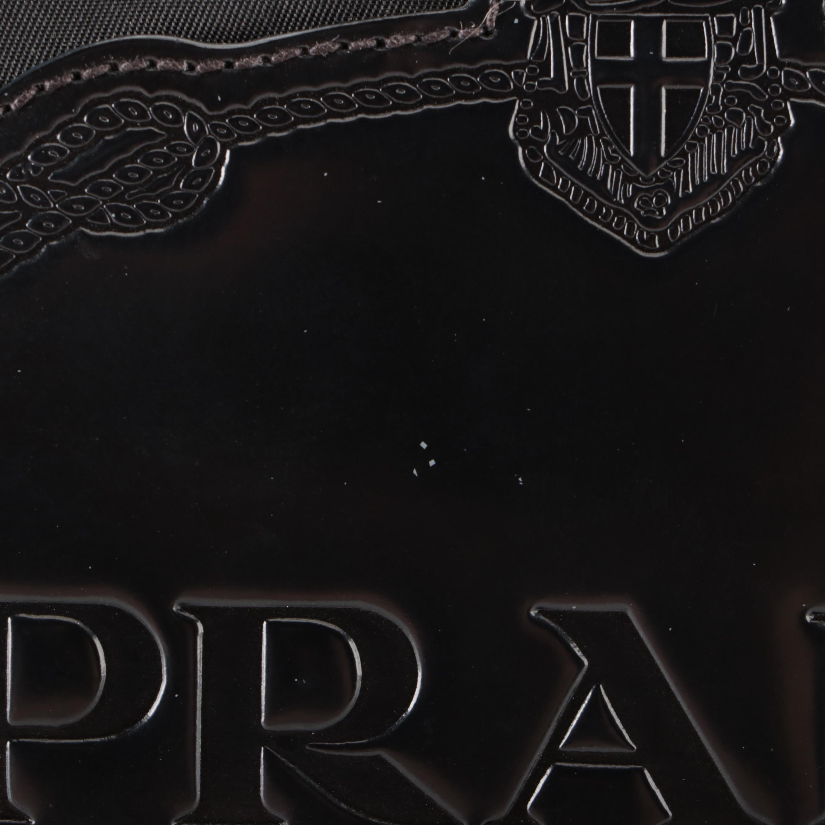 Prada Small Logo Hobo Bag in Black Tessuto Nylon and Smooth Leather