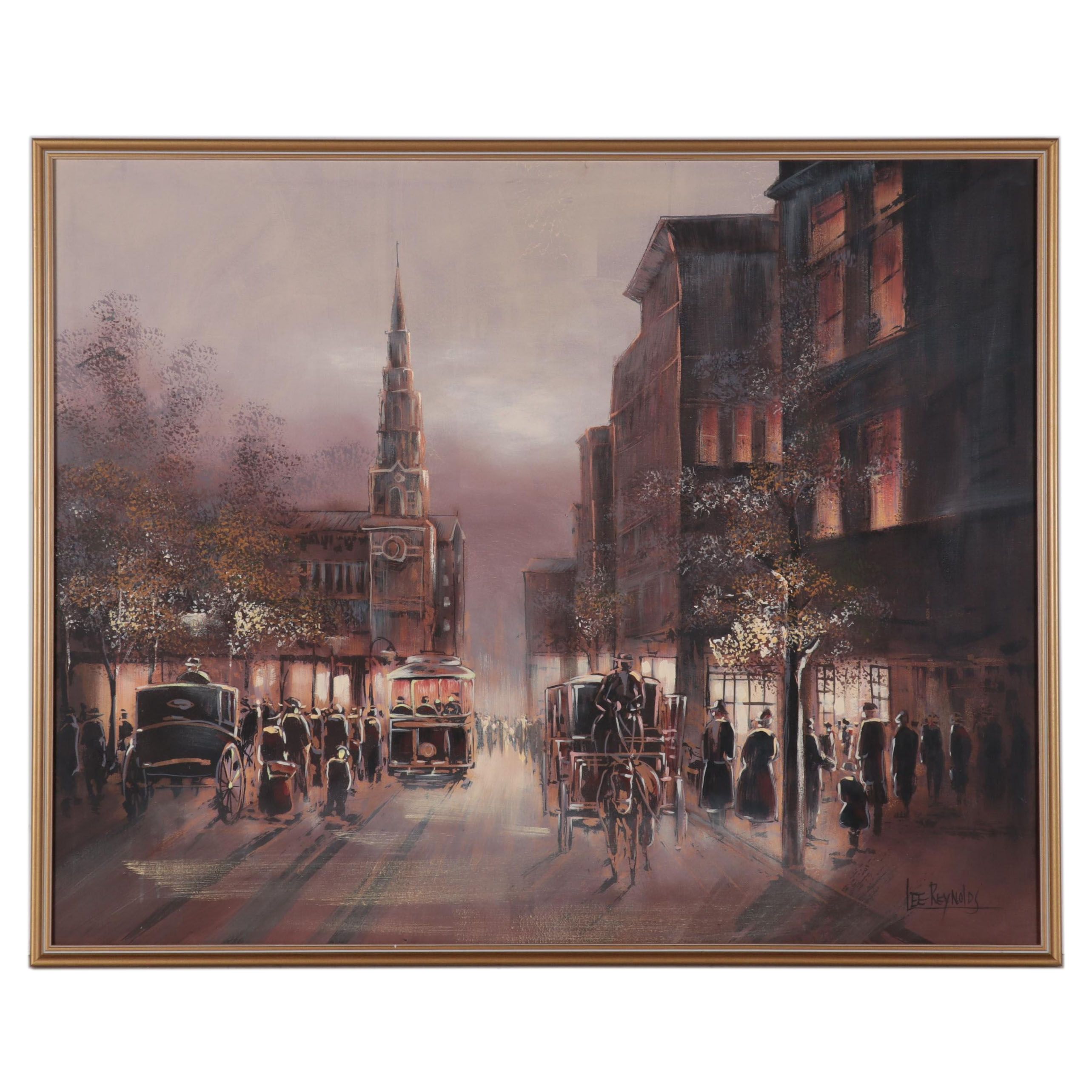 Lee Reynolds for Vanguard Studios City Scene Oil Painting