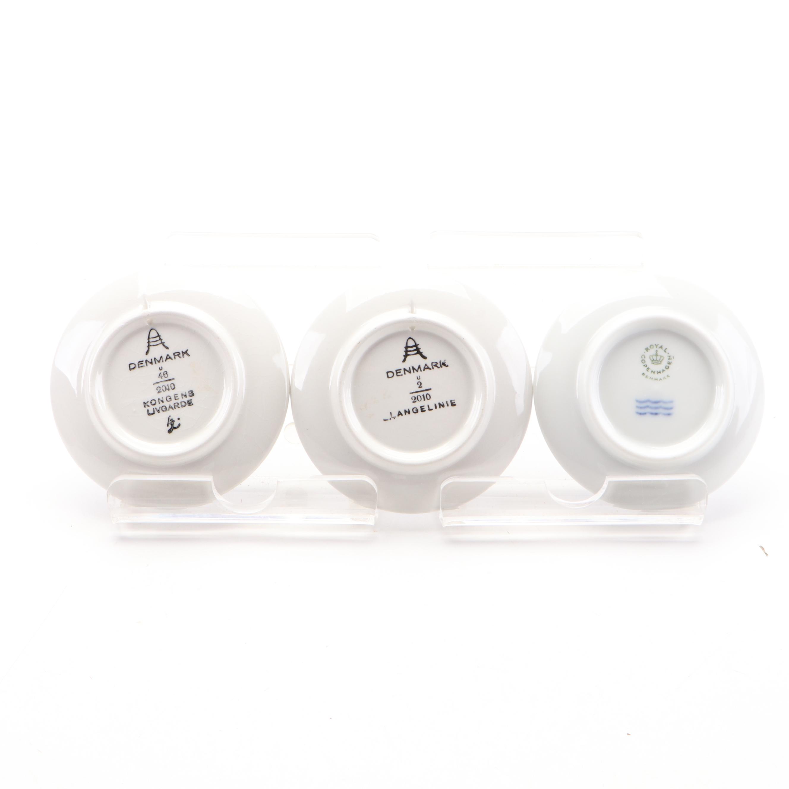 Royal Doulton and Other Miniature Porcelain Plates with Display Shelf