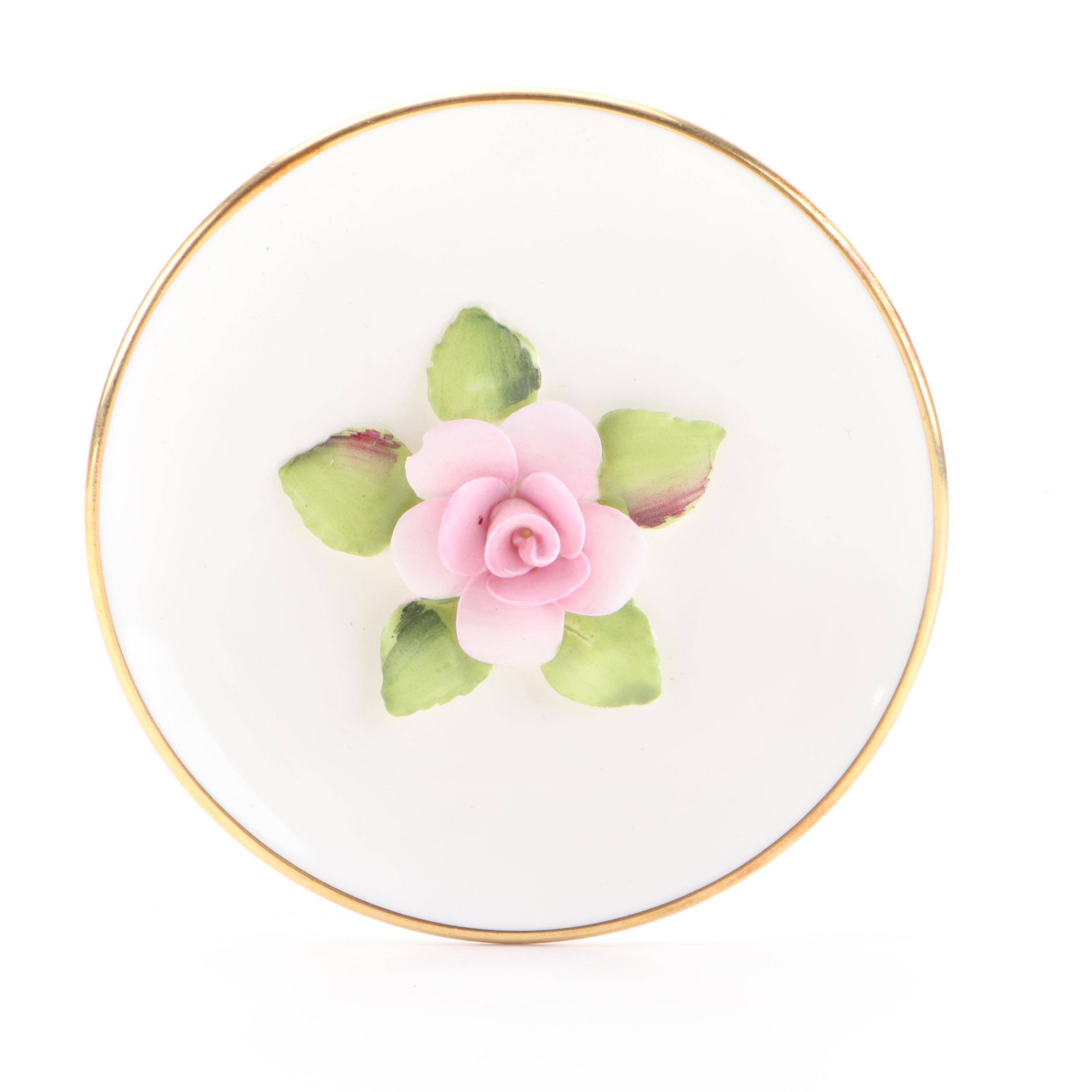 Royal Doulton and Other Miniature Porcelain Plates with Display Shelf