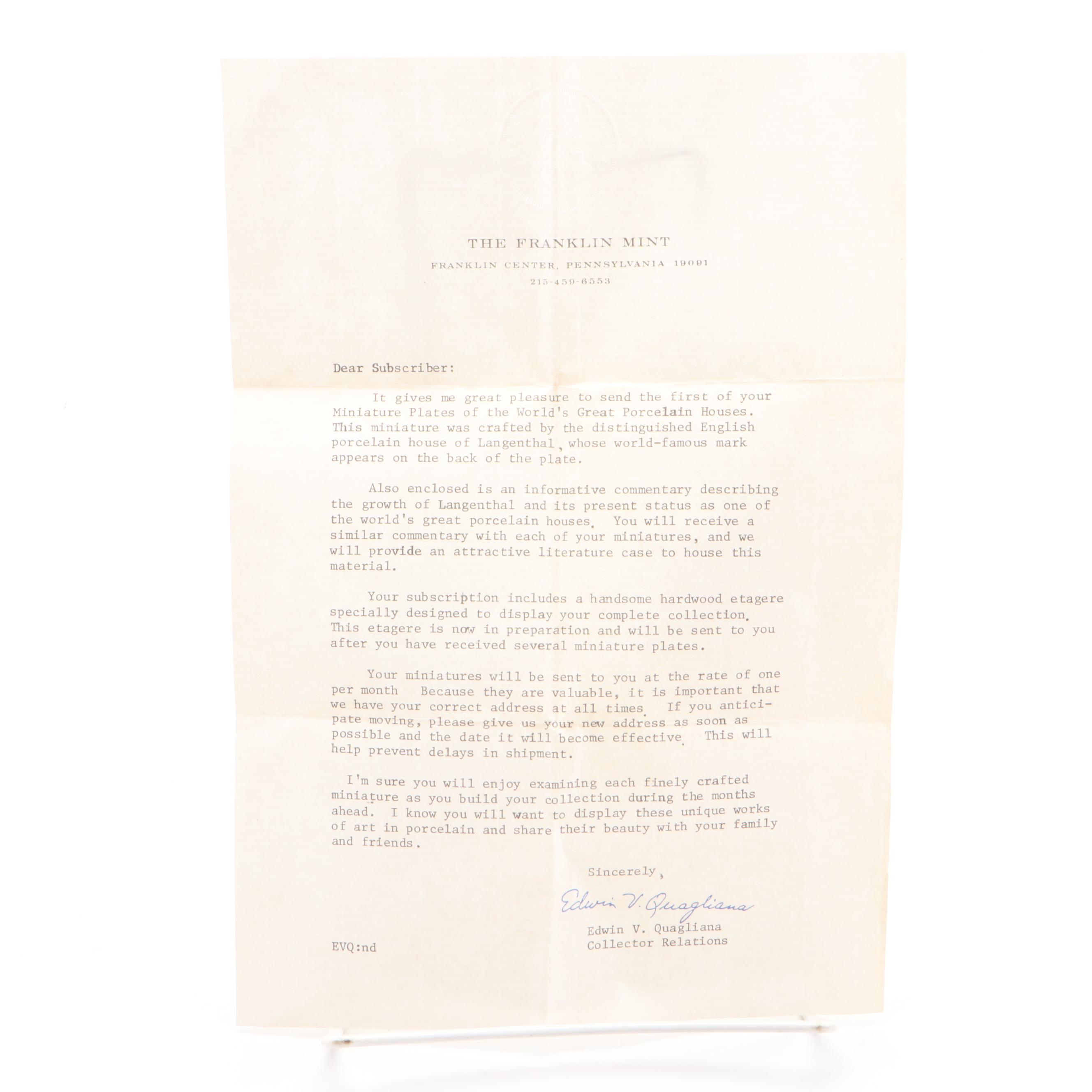 Royal Doulton and Other Miniature Porcelain Plates with Display Shelf